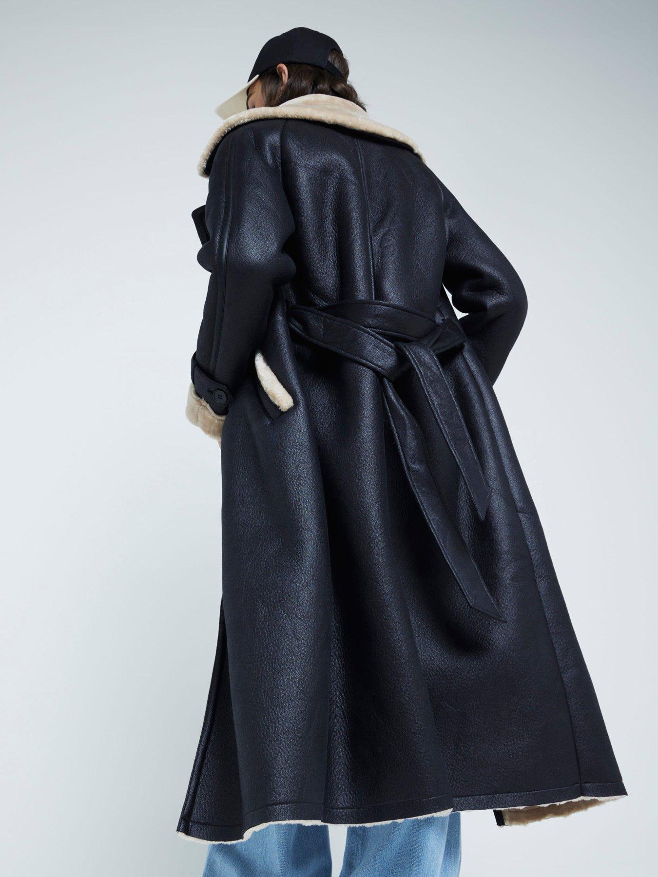 river-island-shearling-belted-trench-blackstillFront