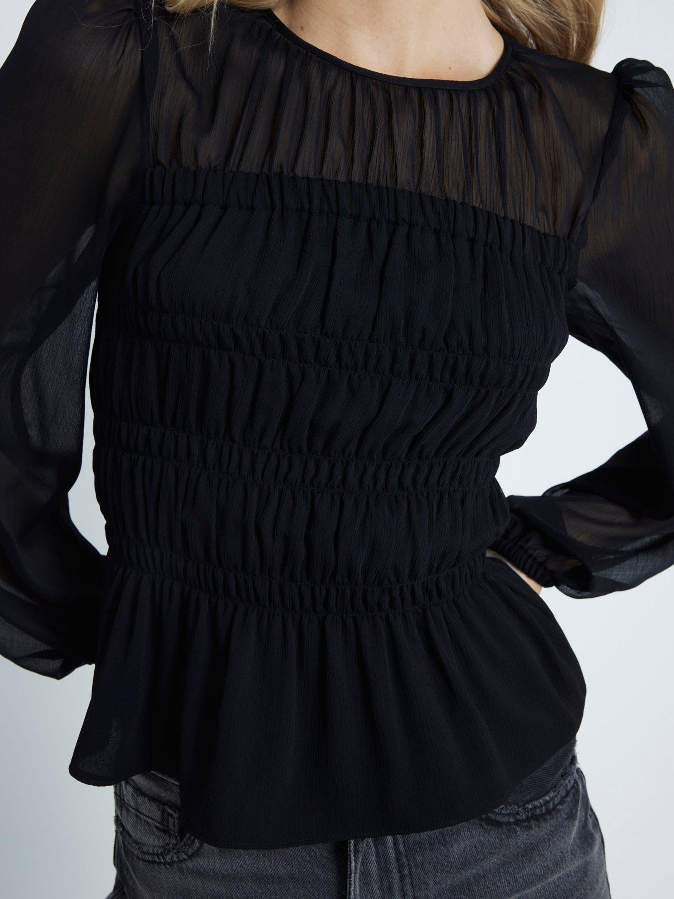 river-island-shirred-chiffon-blouse-blackoutfit