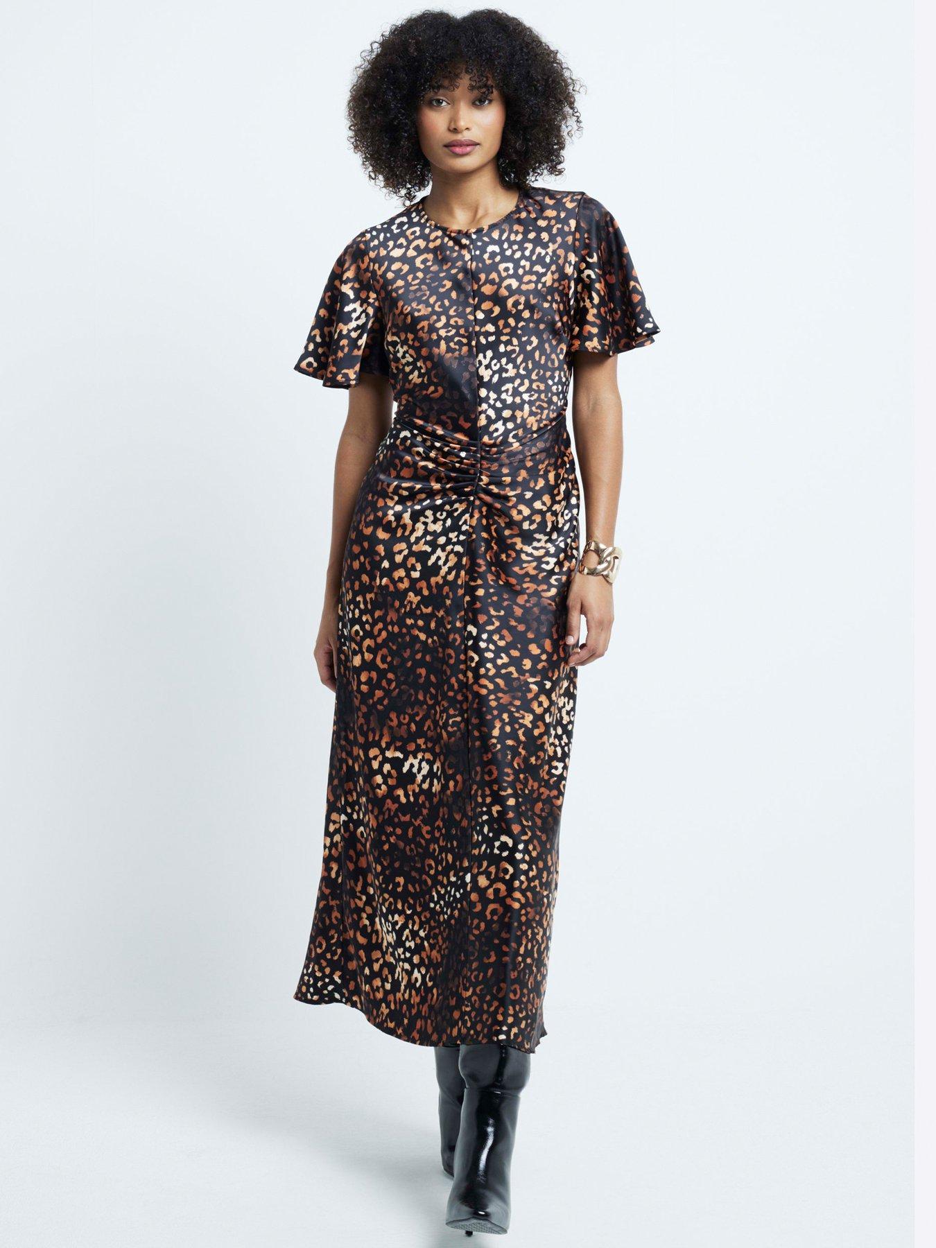 river-island-ruched-midi-dress-brownstillFront