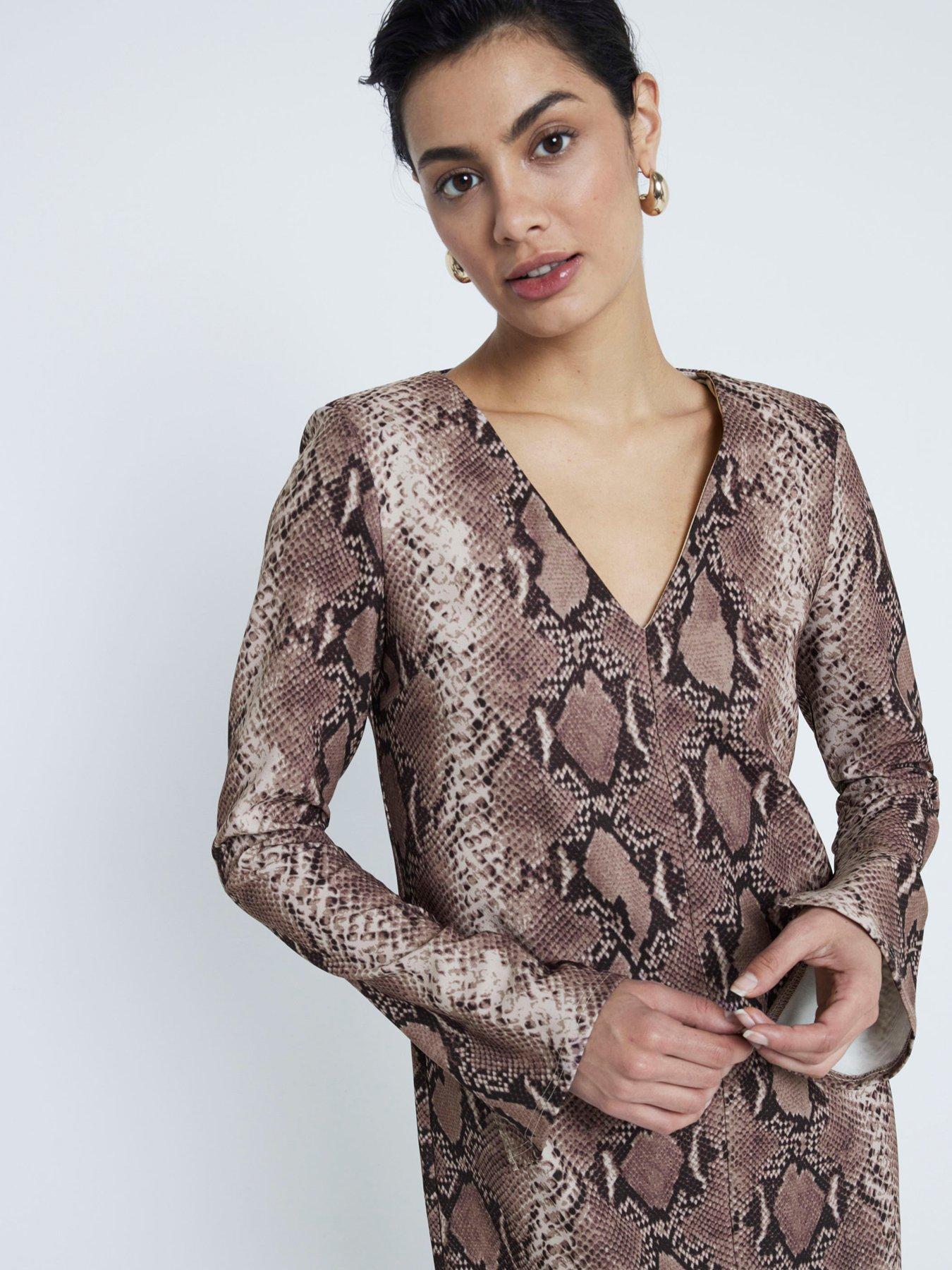 river-island-snake-v-neck-shoulder-pad-mini-dress-brownoutfit