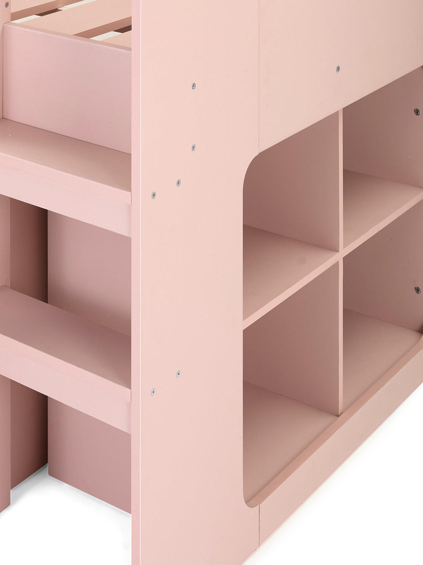 Image 5 of 7 of Very Home Aspen Mid Sleeper Bed Frame with Desk, Drawers and Shelves plus Mattress Options (Buy and SAVE!) - Pink