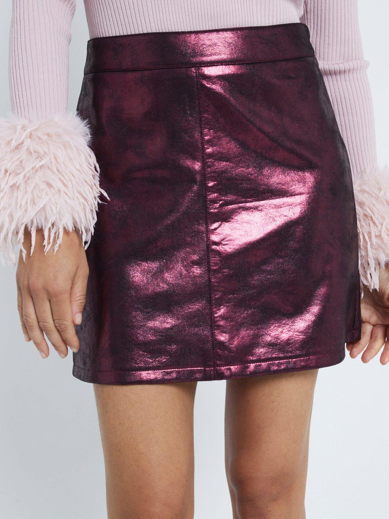 river-island-metallic-mini-skirt-dark-reddetail