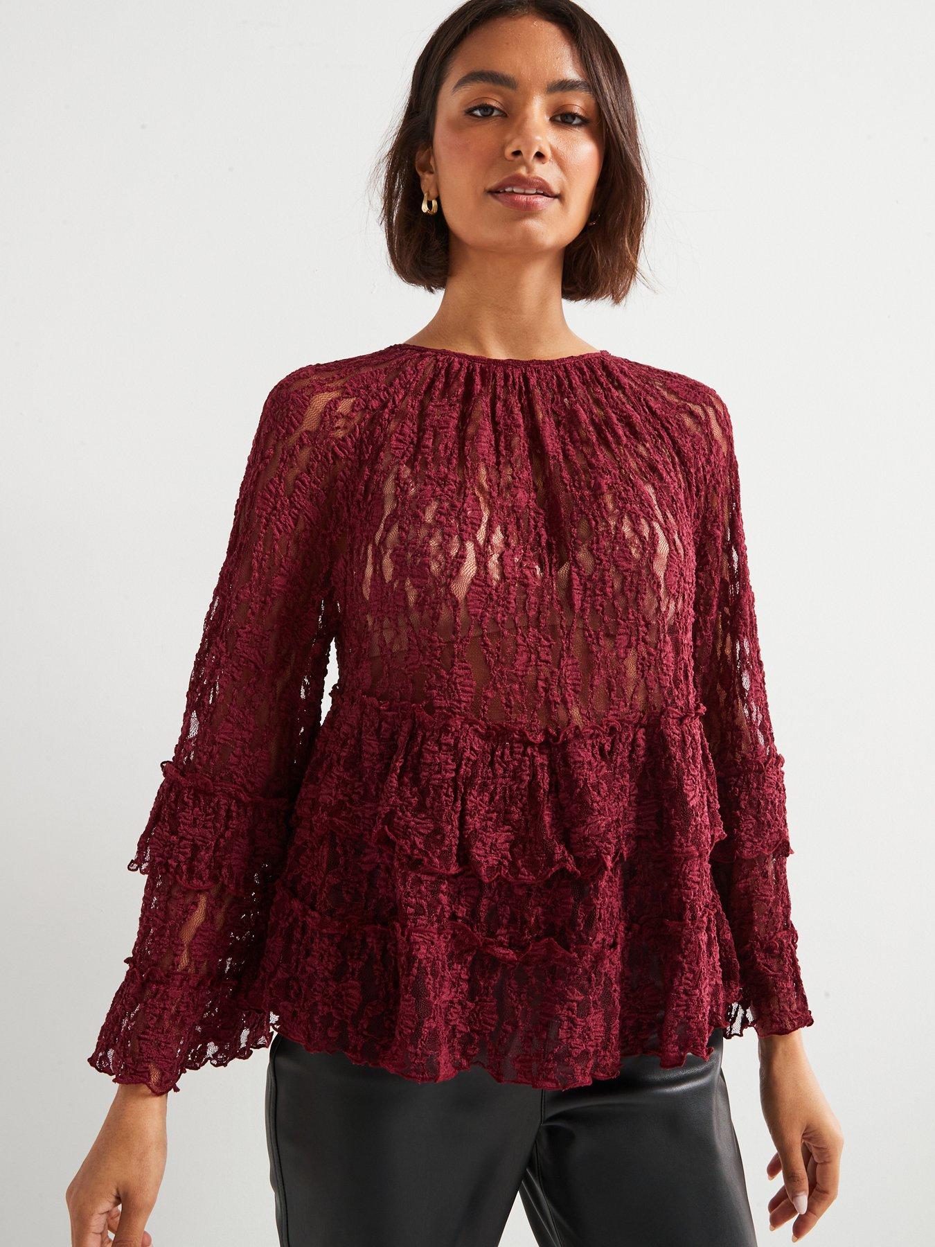 v-by-very-tiered-frill-lace-top-plum