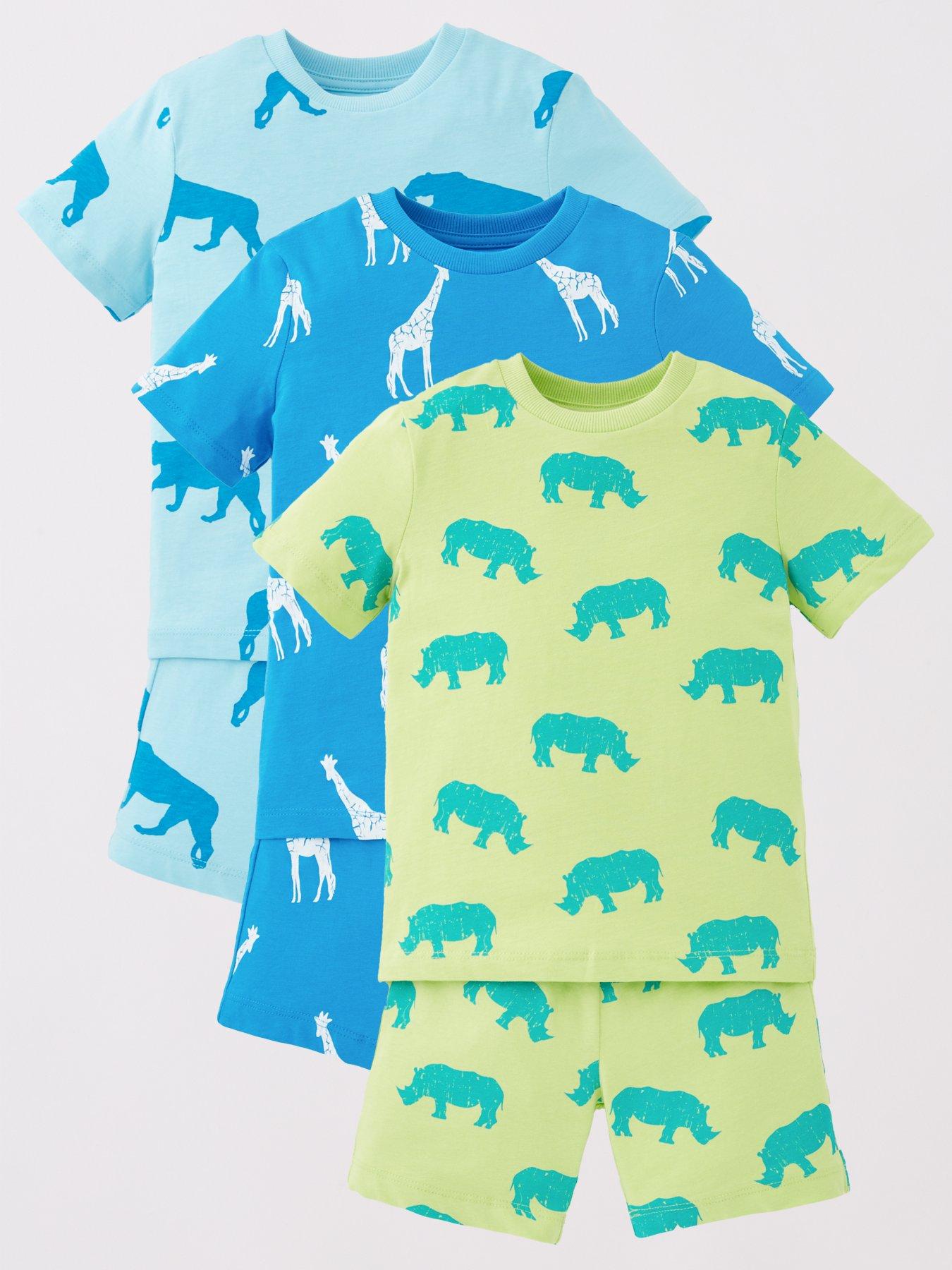 Mini V by Very Boys 3 Pack Safari Shorts Pyjama Sets - Multi