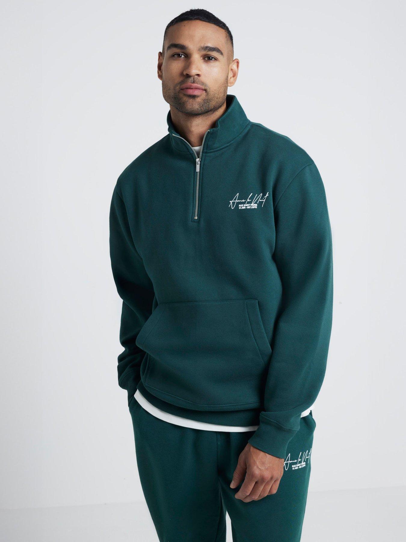 river-island-regular-fit-ame-le-nuit-text-funnel-14-zip-sweat-green