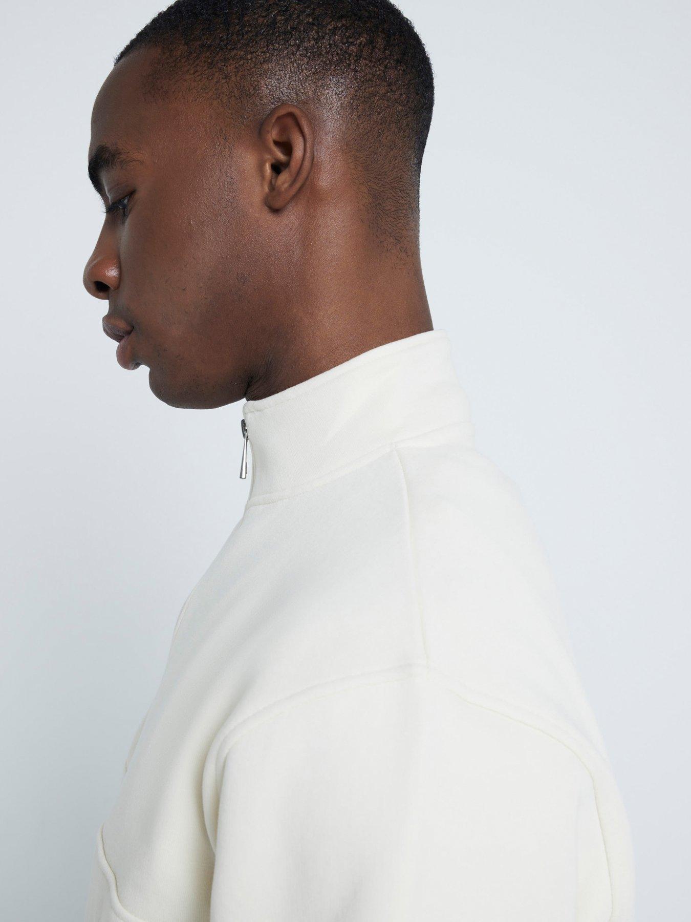 Image 4 of 4 of River Island Essential Funnel 1/4 Zip Sweat Top - Cream