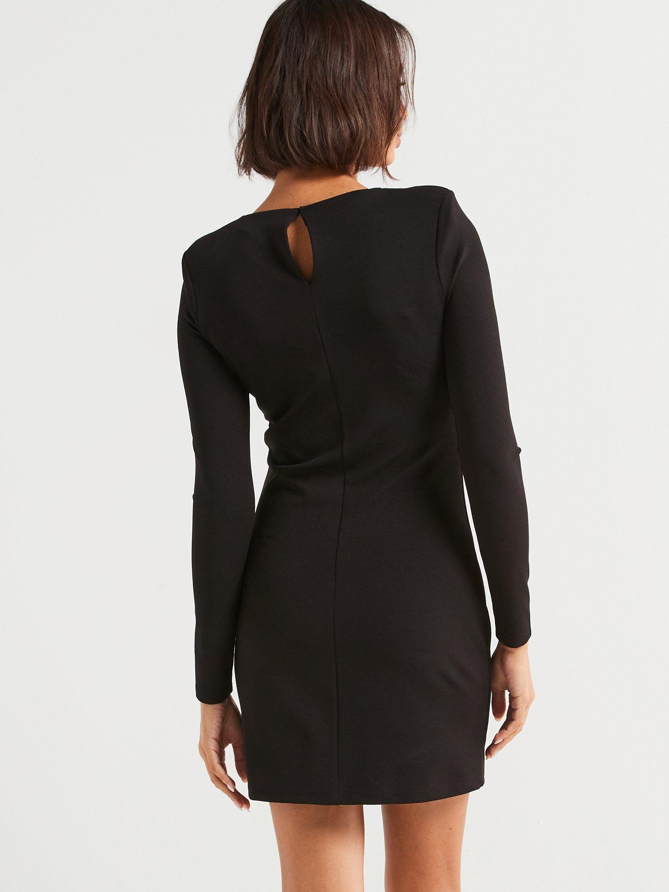 v-by-very-button-detail-long-sleeve-mini-shift-dressstillFront