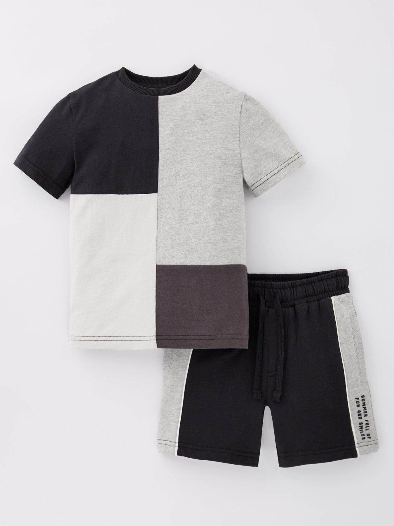 Mini V by Very Boys Mono Cut And Sew T-Shirt And Short Set - Multi