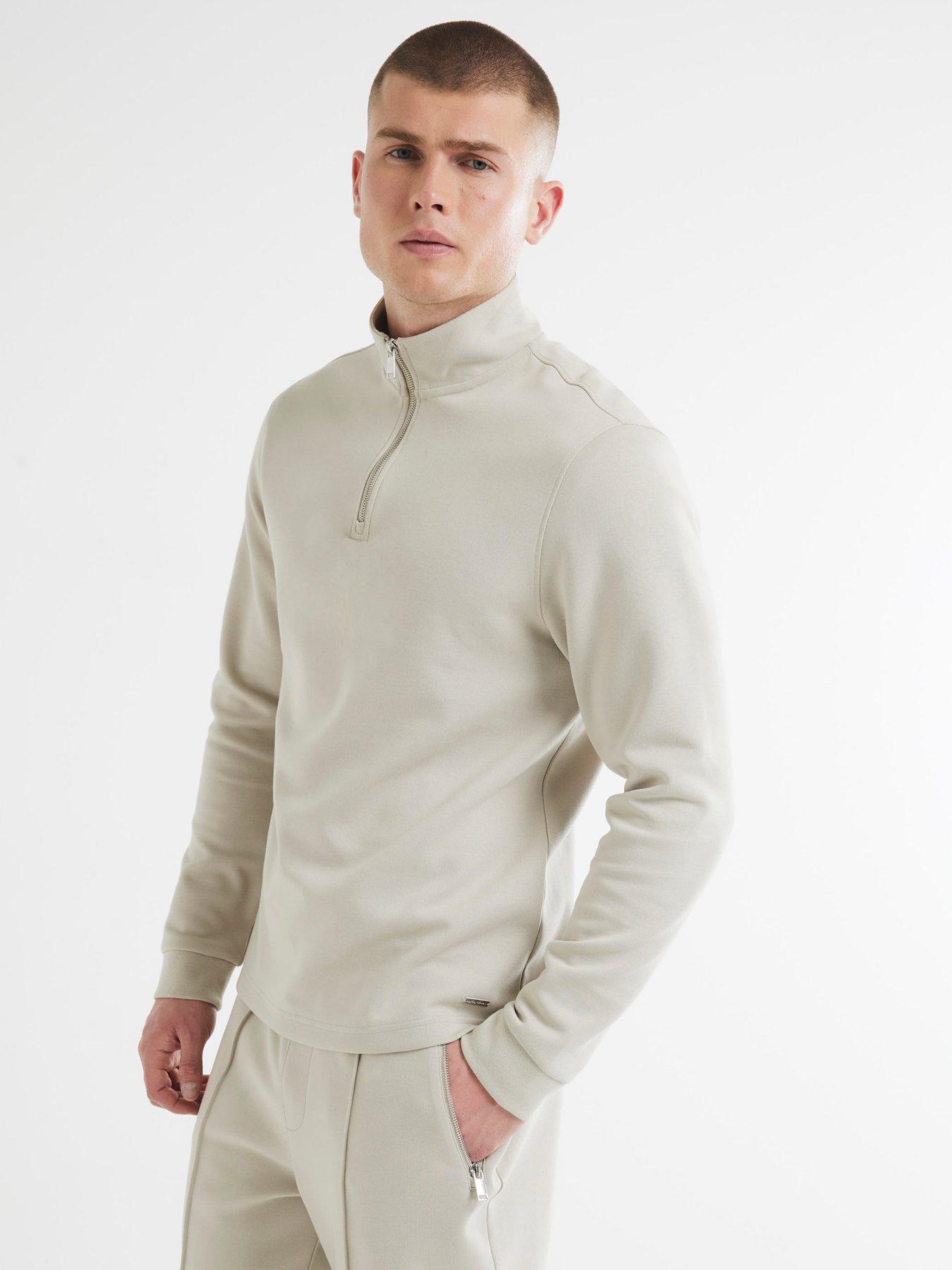 river-island-smart-interlock-14-zip-sweat-top-grey