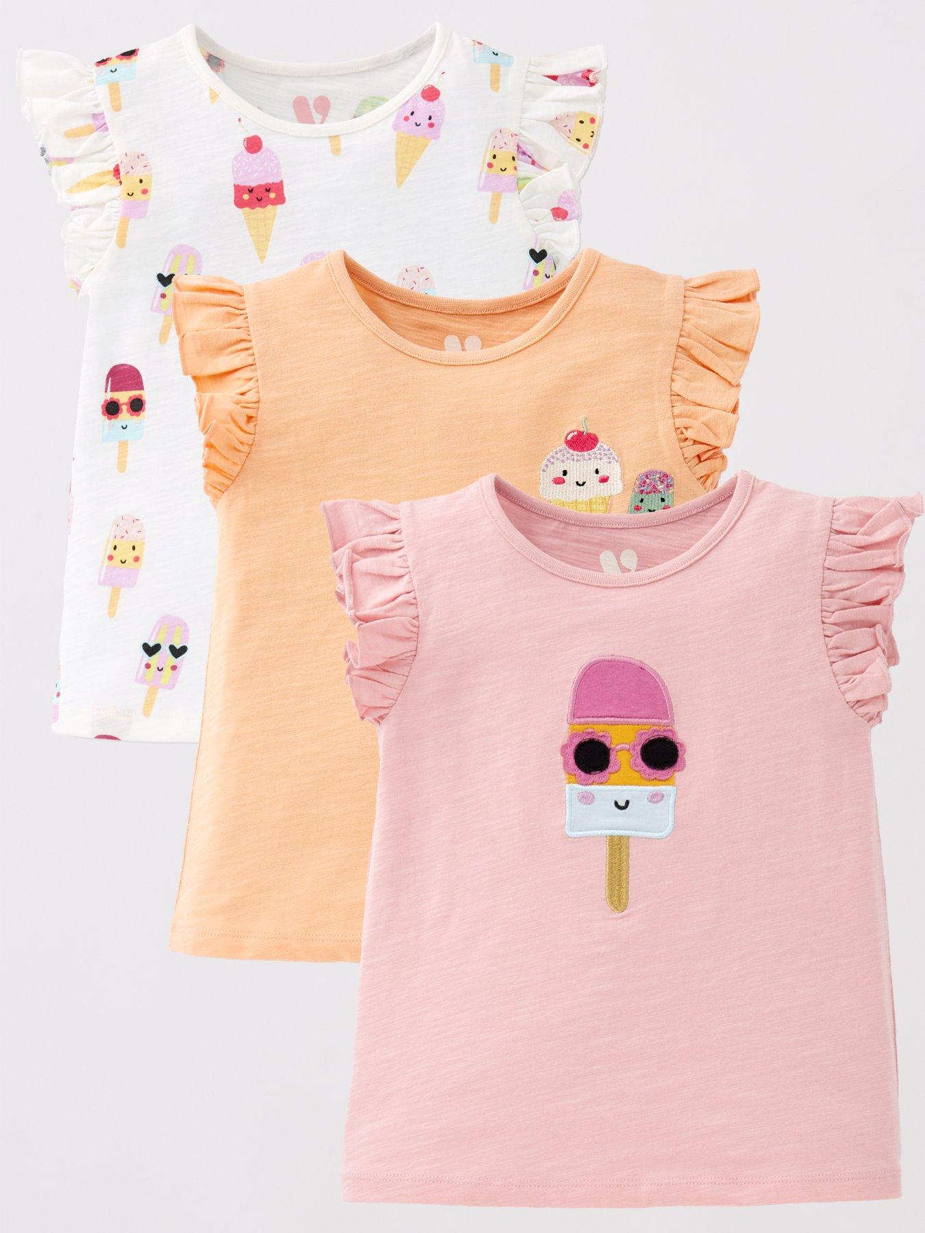 undefined Girls Matching Set Frill Ice Cream 3 Pack T-shirts - Multi