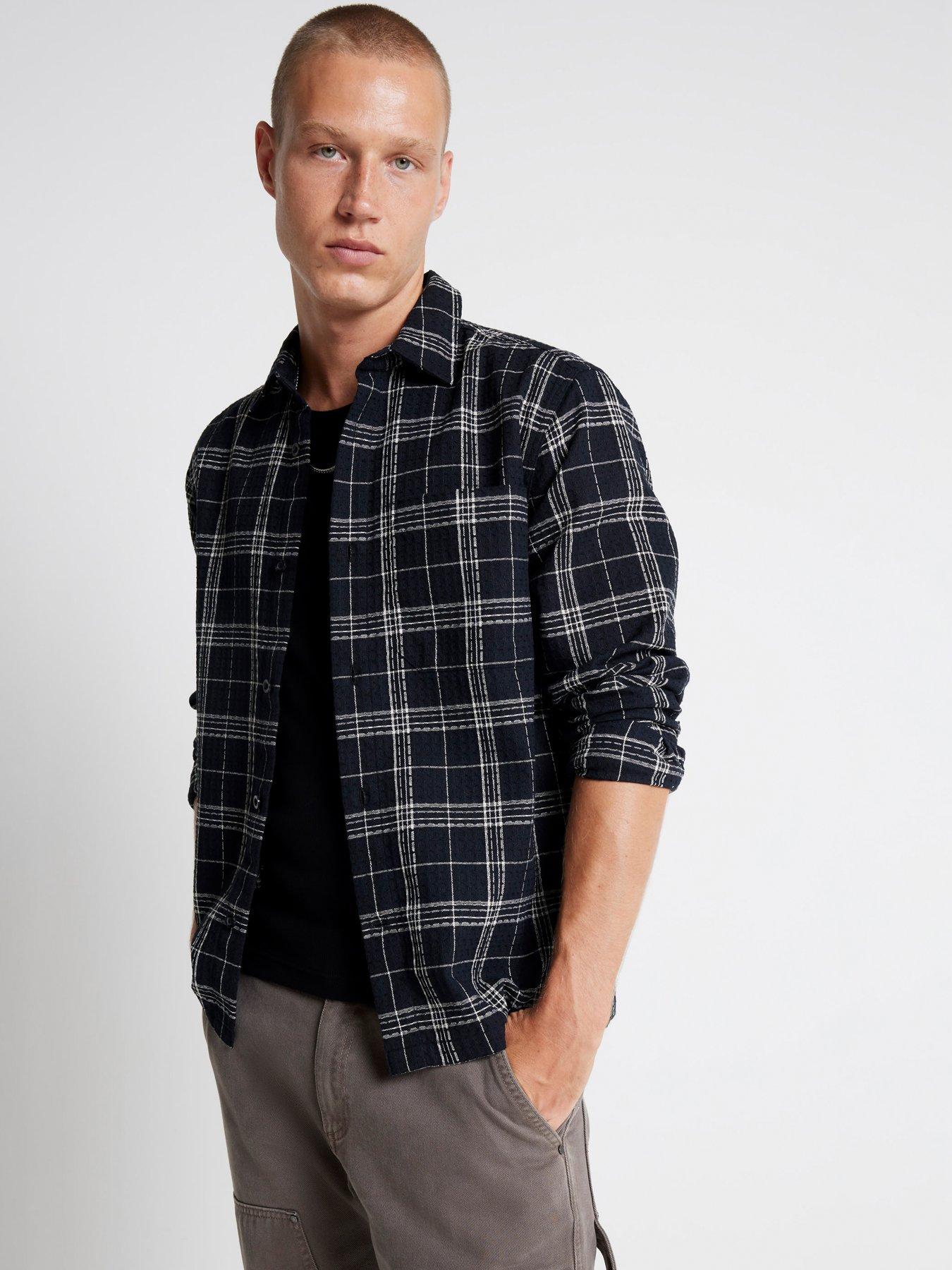 river-island-waffle-check-shirt-black