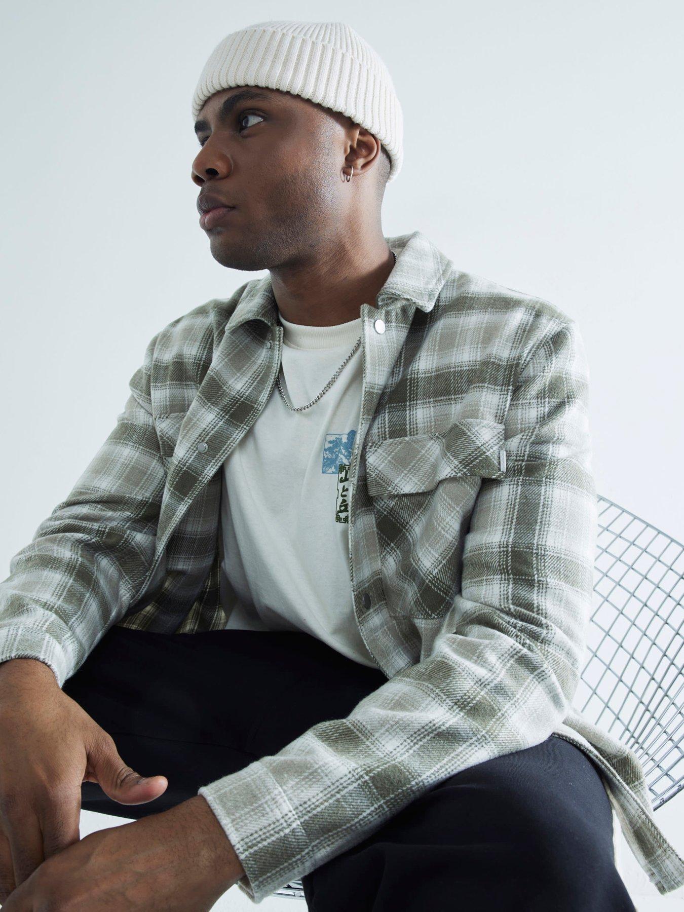 Image 2 of 6 of River Island Check Curved Hem Overshirt - Green
