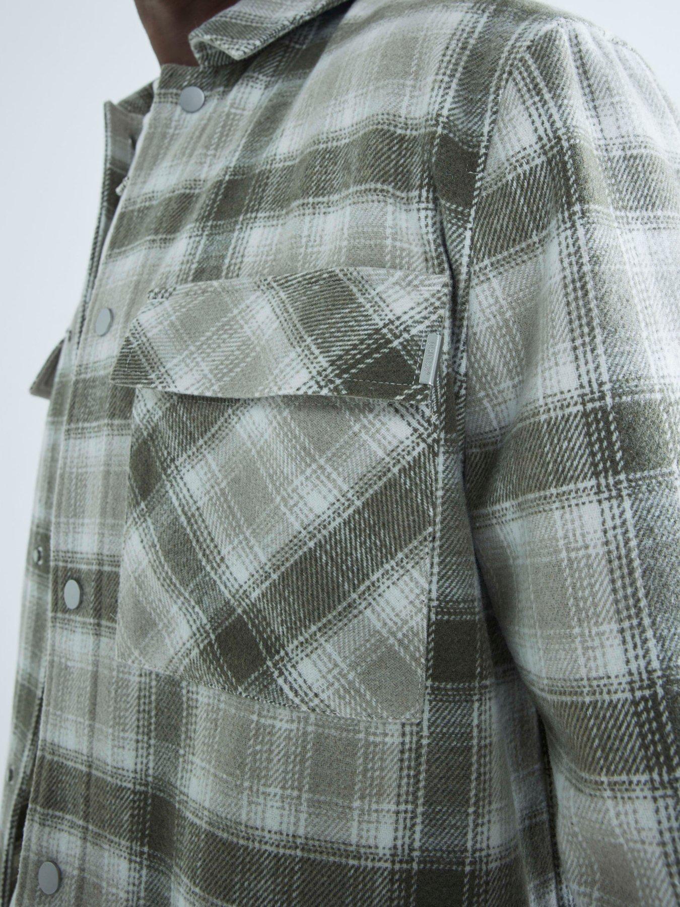 Image 5 of 6 of River Island Check Curved Hem Overshirt - Green