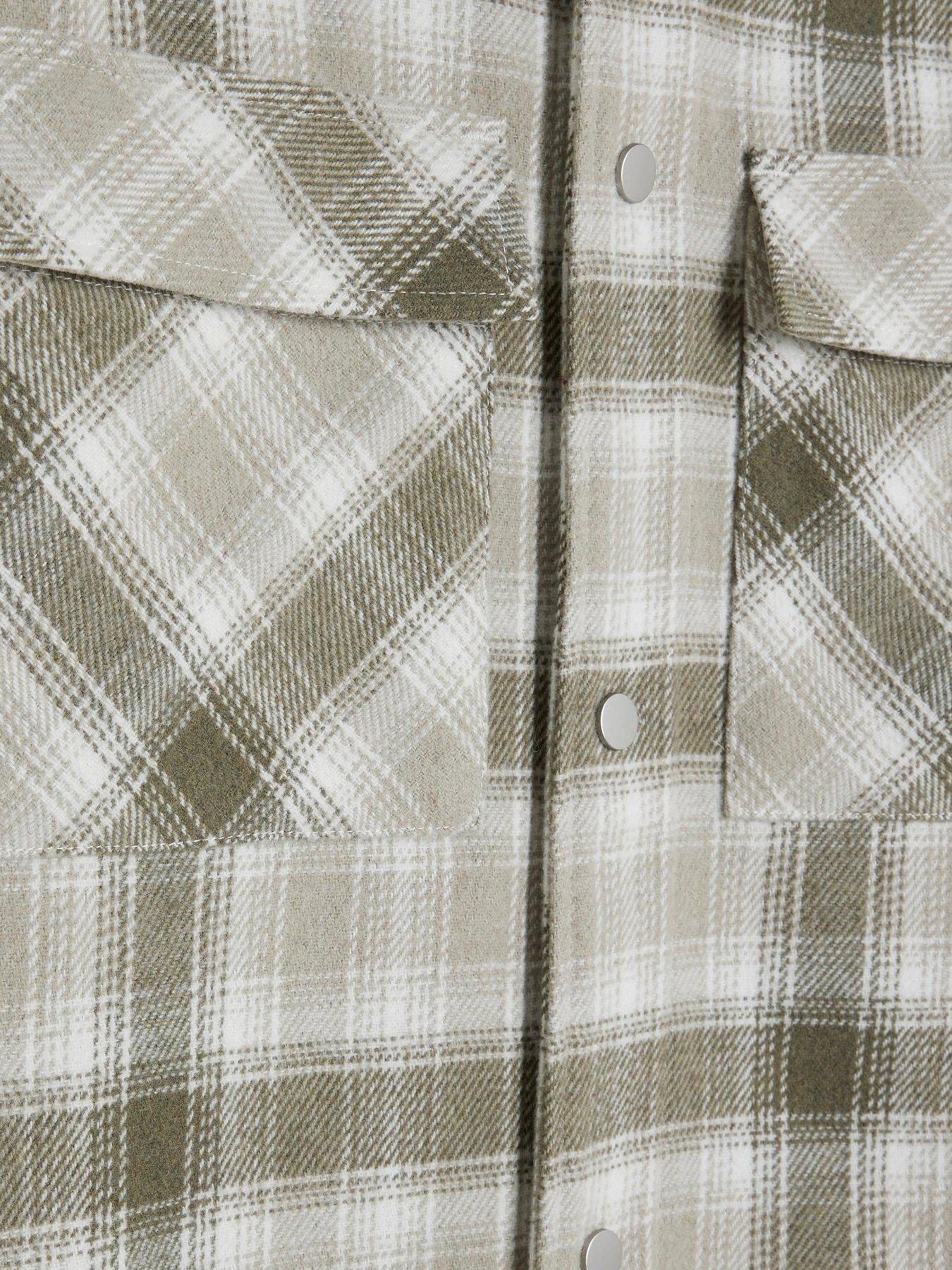Image 6 of 6 of River Island Check Curved Hem Overshirt - Green