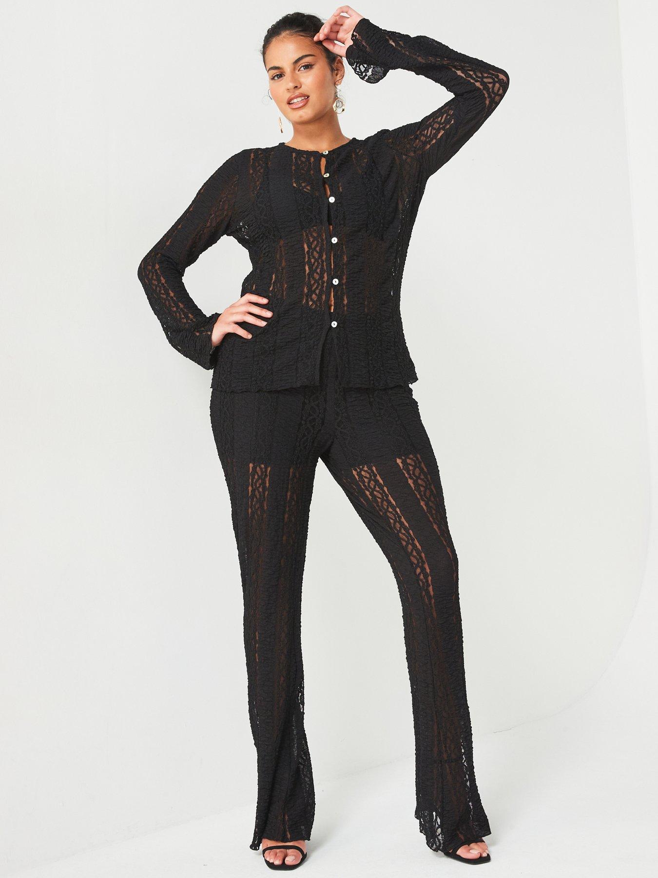 v-by-very-curve-lace-stretch-button-through-cardigan-top-blackdetail