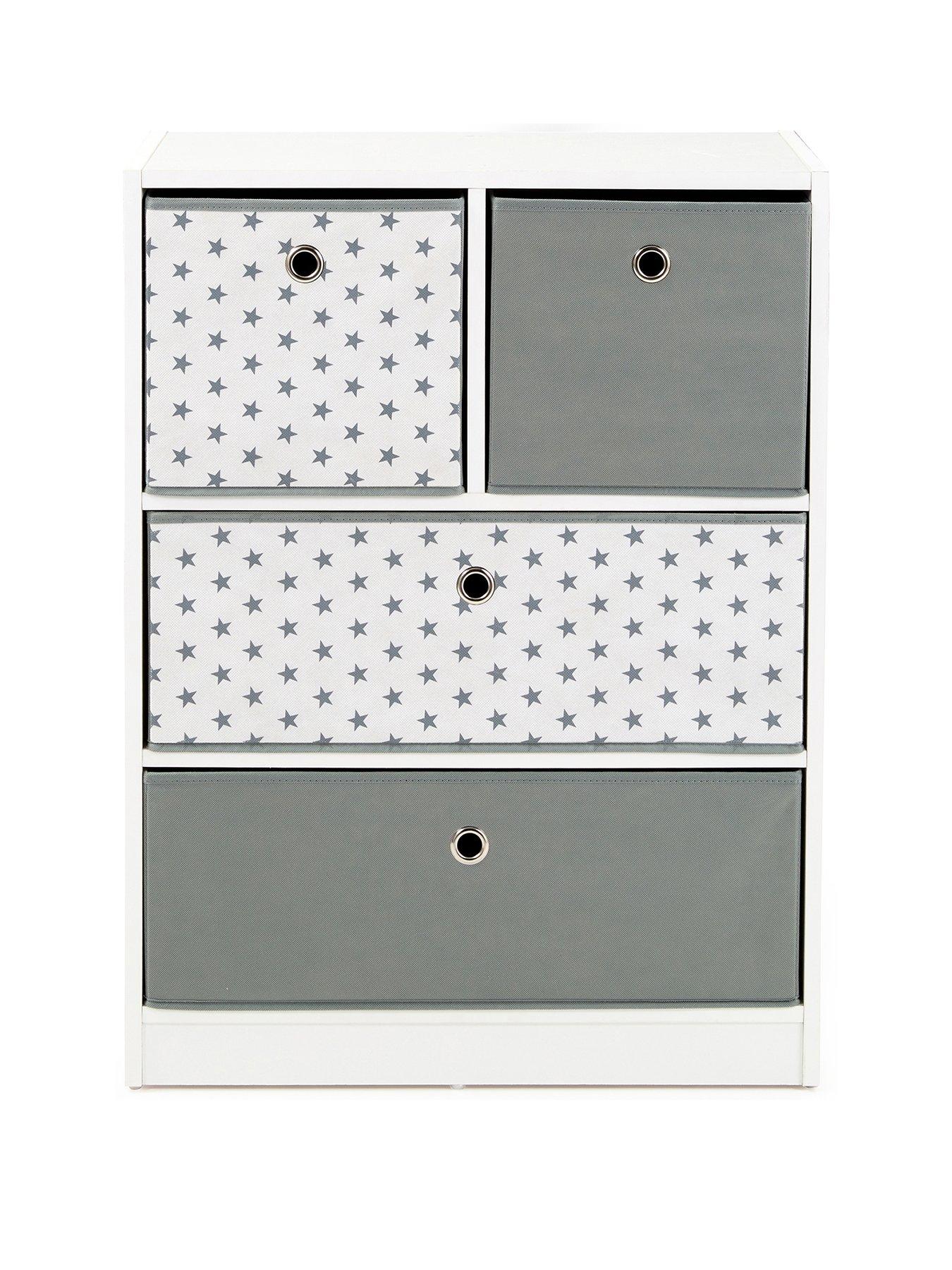 Image 2 of 6 of The Very Collection 2 + 2 Cube Storage Unit with Boxes in Grey/Stars&nbsp;- FSC&reg; Certified