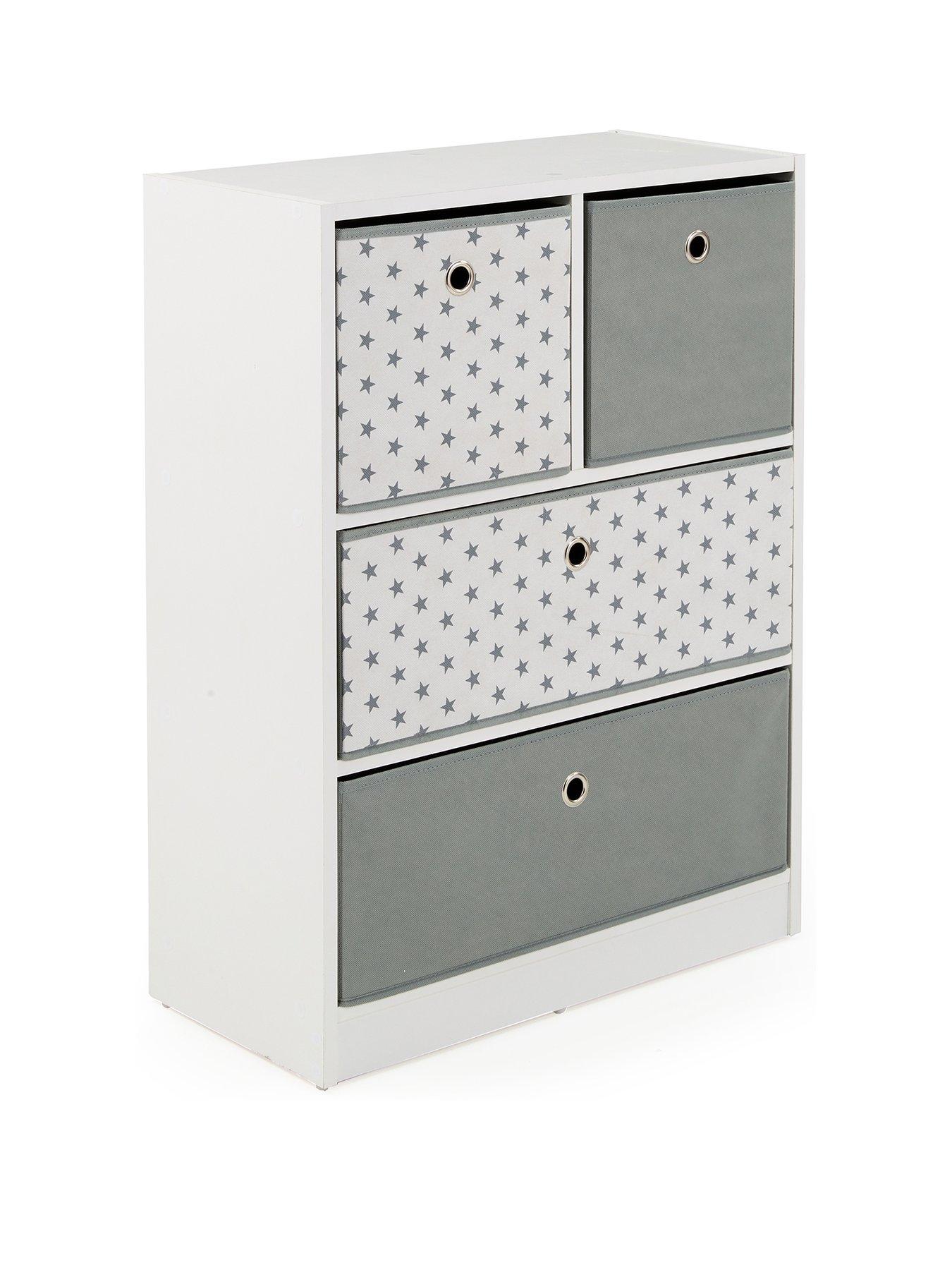 Image 3 of 6 of The Very Collection 2 + 2 Cube Storage Unit with Boxes in Grey/Stars&nbsp;- FSC&reg; Certified