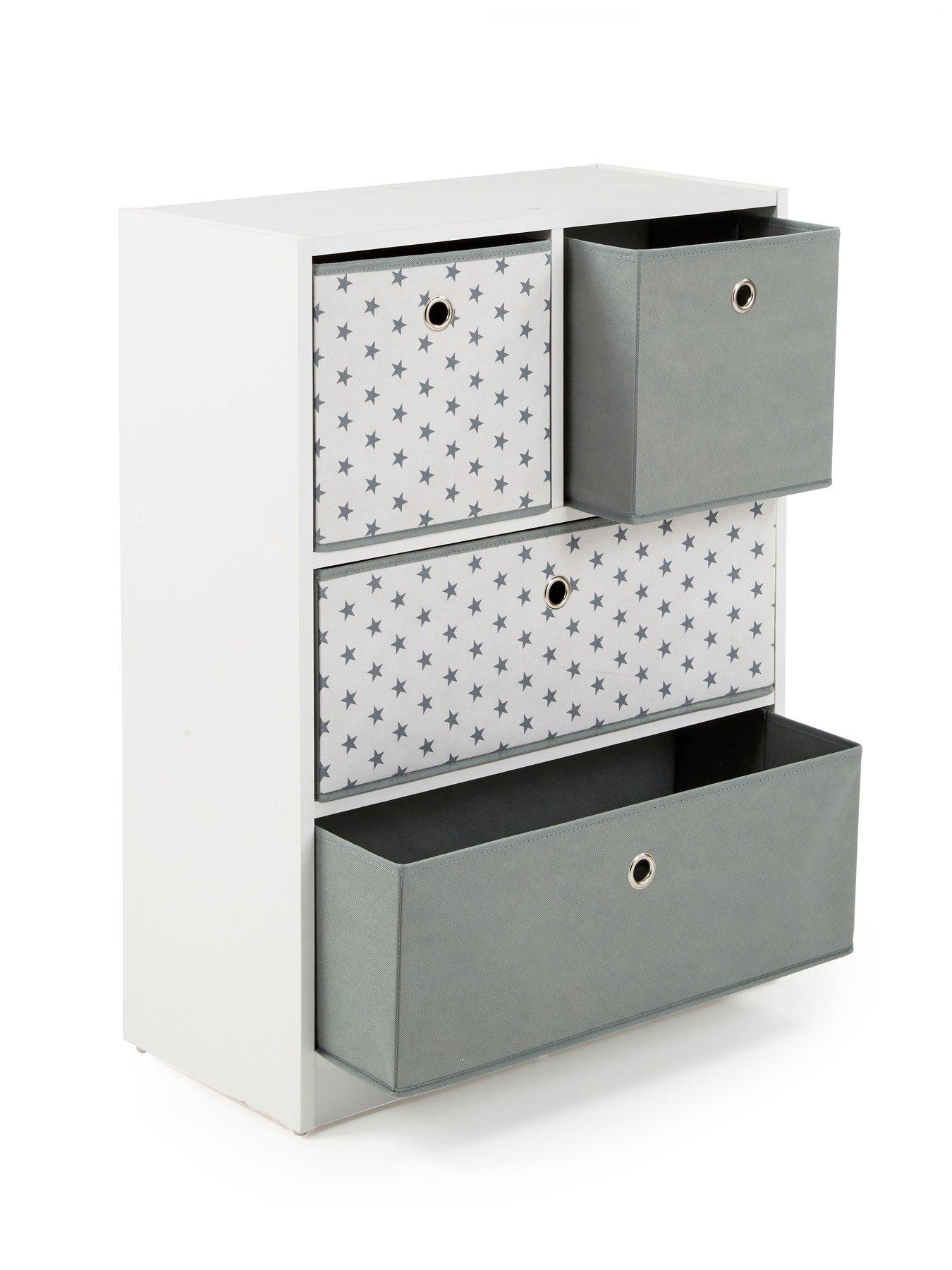 Image 4 of 6 of The Very Collection 2 + 2 Cube Storage Unit with Boxes in Grey/Stars&nbsp;- FSC&reg; Certified
