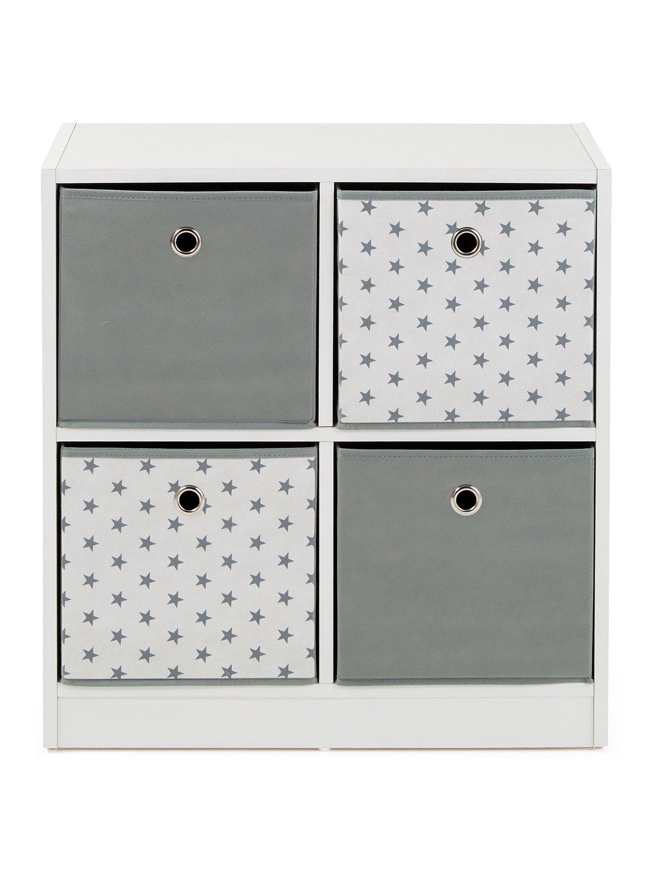 Image 2 of 6 of The Very Collection 4 Cube Storage Unit with Boxes - Grey/Stars&nbsp;- FSC&reg; Certified