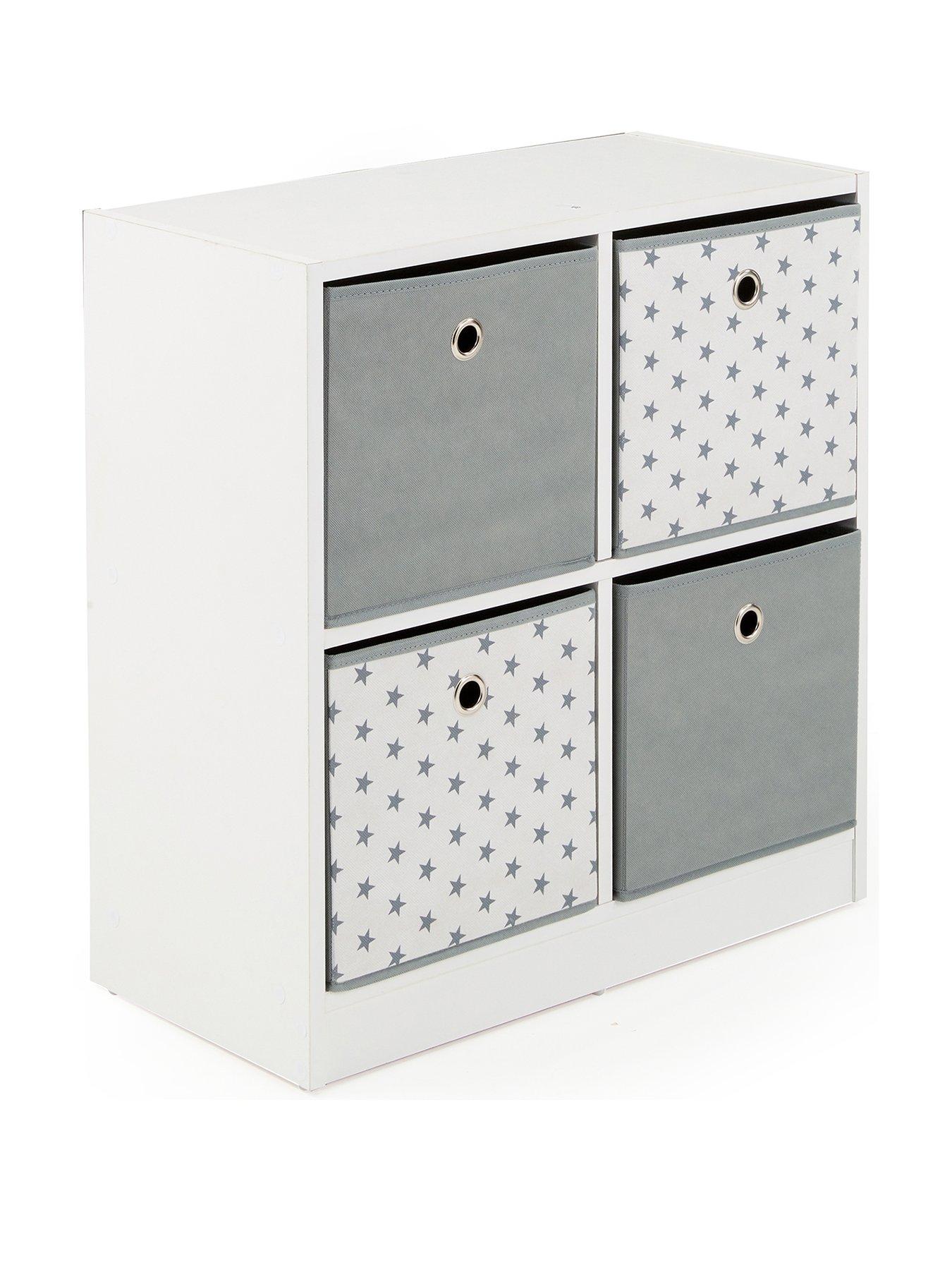 Image 3 of 6 of The Very Collection 4 Cube Storage Unit with Boxes - Grey/Stars&nbsp;- FSC&reg; Certified