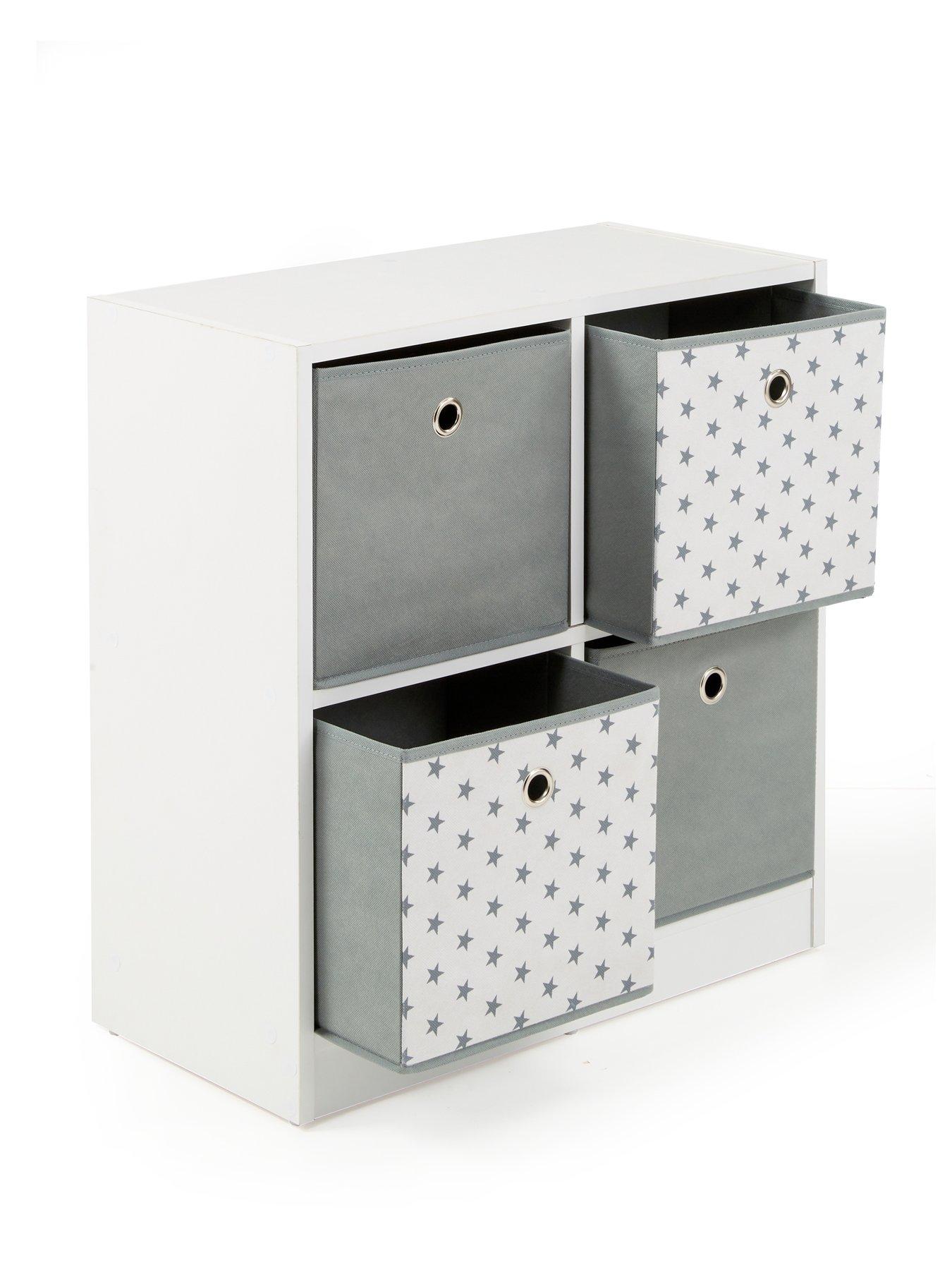Image 4 of 6 of The Very Collection 4 Cube Storage Unit with Boxes - Grey/Stars&nbsp;- FSC&reg; Certified
