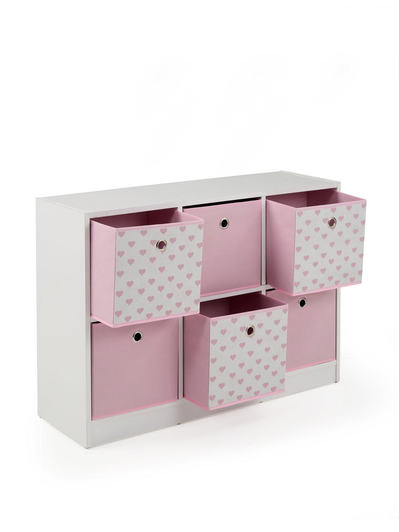 Image 4 of 7 of The Very Collection 6 Cube Storage Unit with Boxes - Pink/Hearts - FSC&reg; Certified