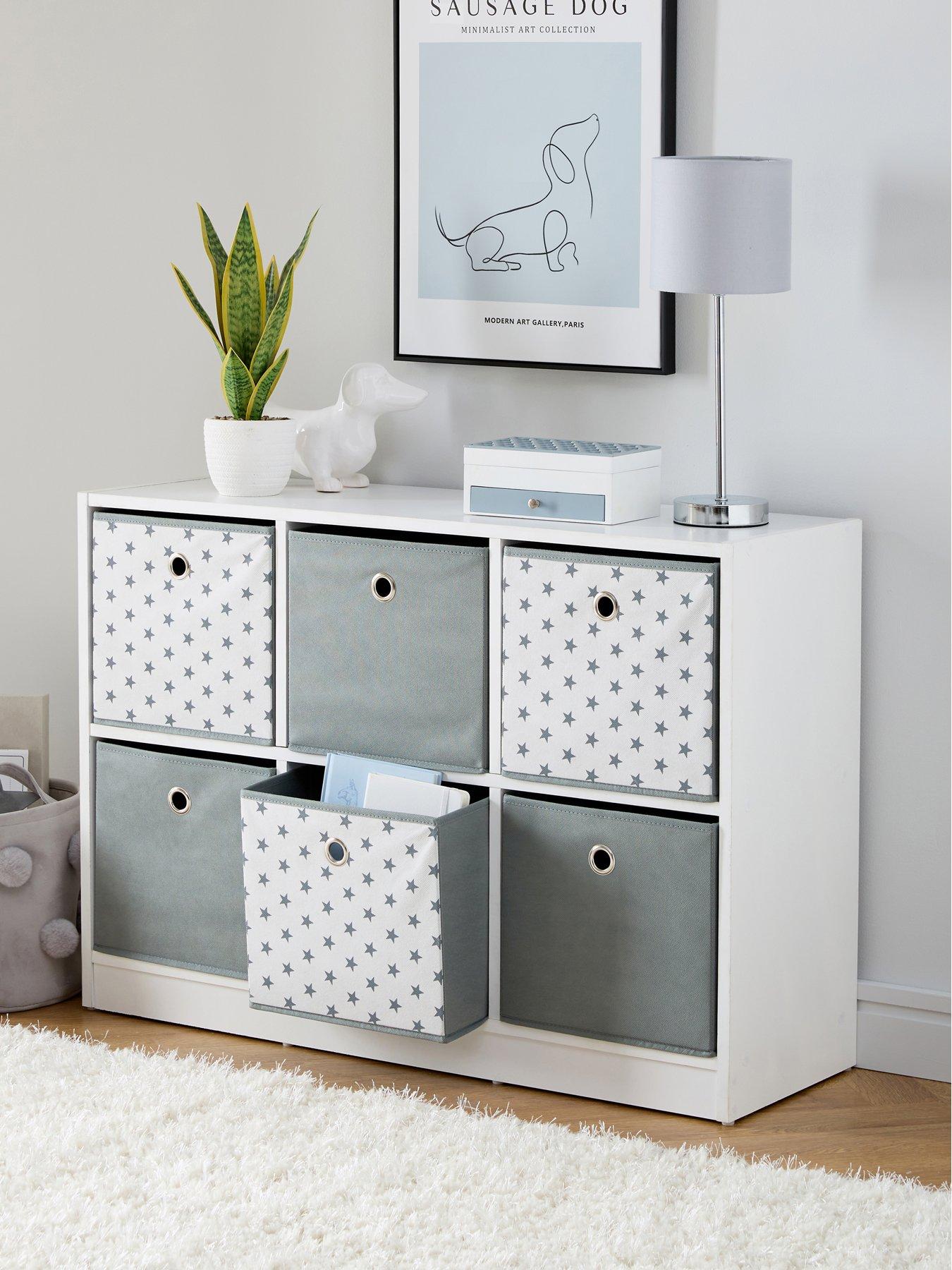Image 1 of 7 of The Very Collection 6 Cube Storage Unit with Boxes - Grey/Stars&nbsp;- FSC&reg; Certified