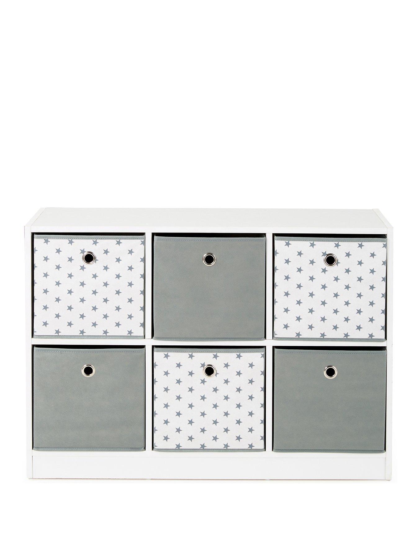Image 2 of 7 of The Very Collection 6 Cube Storage Unit with Boxes - Grey/Stars&nbsp;- FSC&reg; Certified