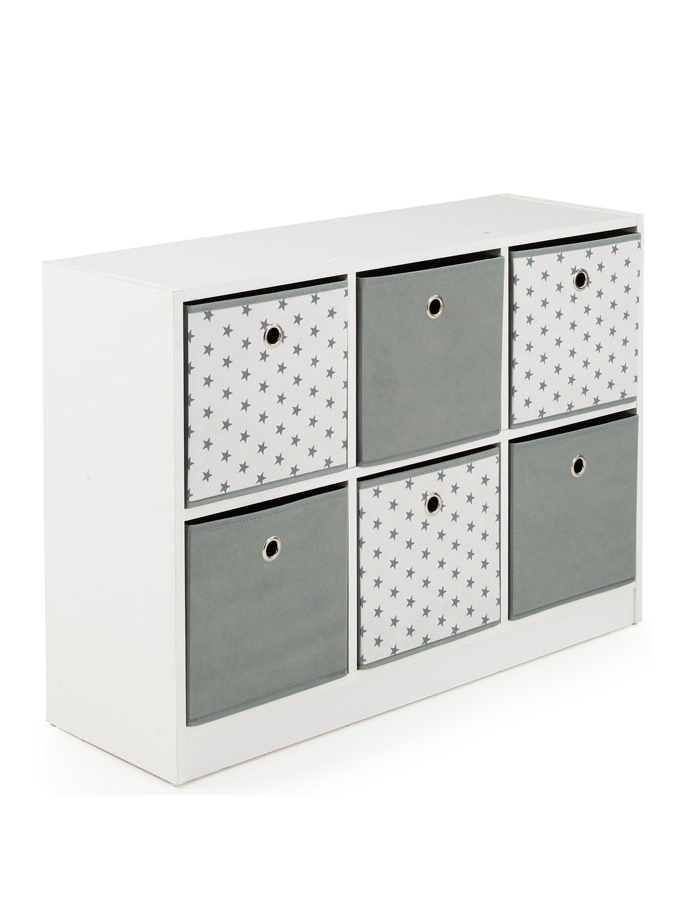 Image 3 of 7 of The Very Collection 6 Cube Storage Unit with Boxes - Grey/Stars&nbsp;- FSC&reg; Certified