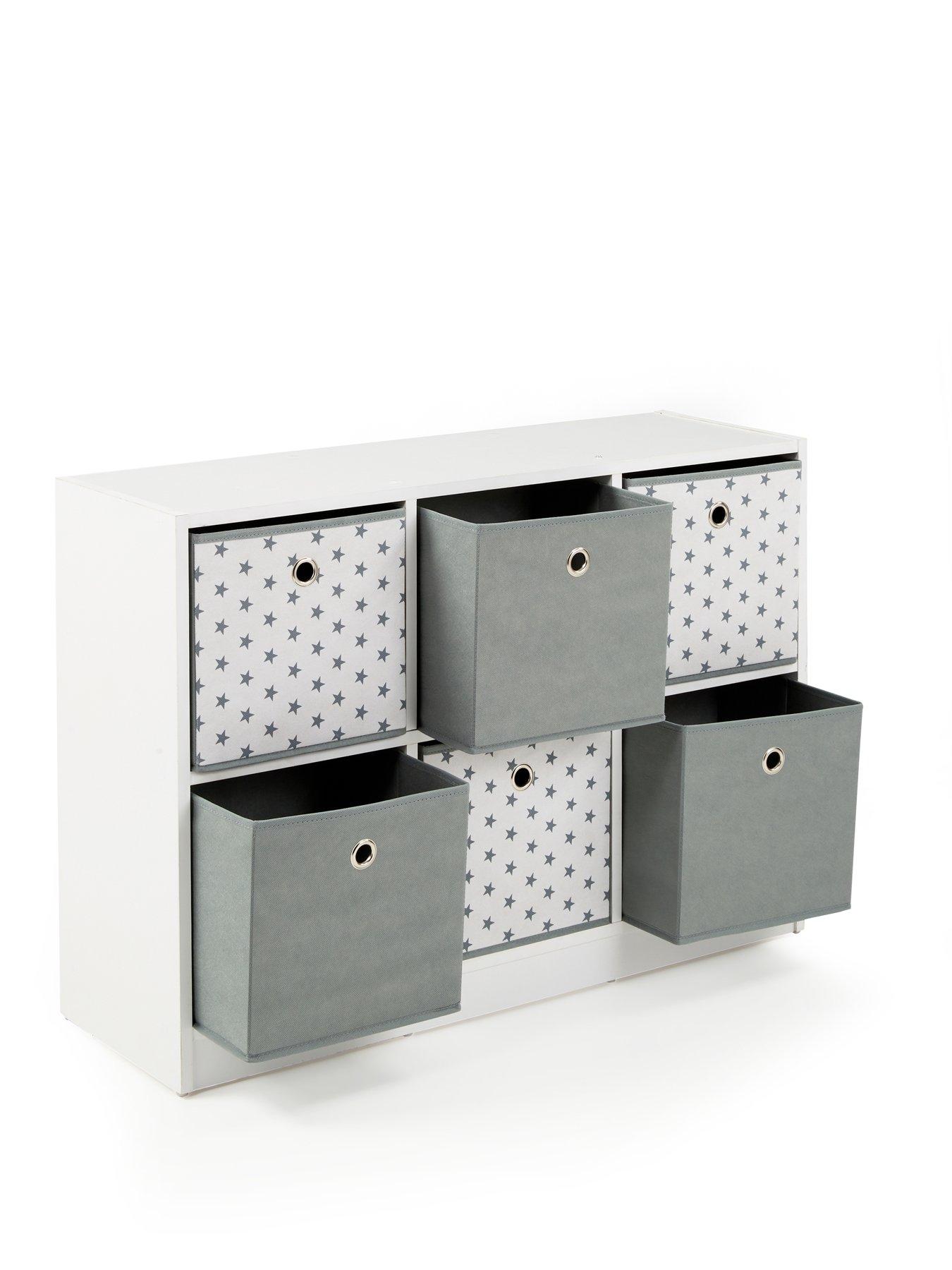 Image 4 of 7 of The Very Collection 6 Cube Storage Unit with Boxes - Grey/Stars&nbsp;- FSC&reg; Certified