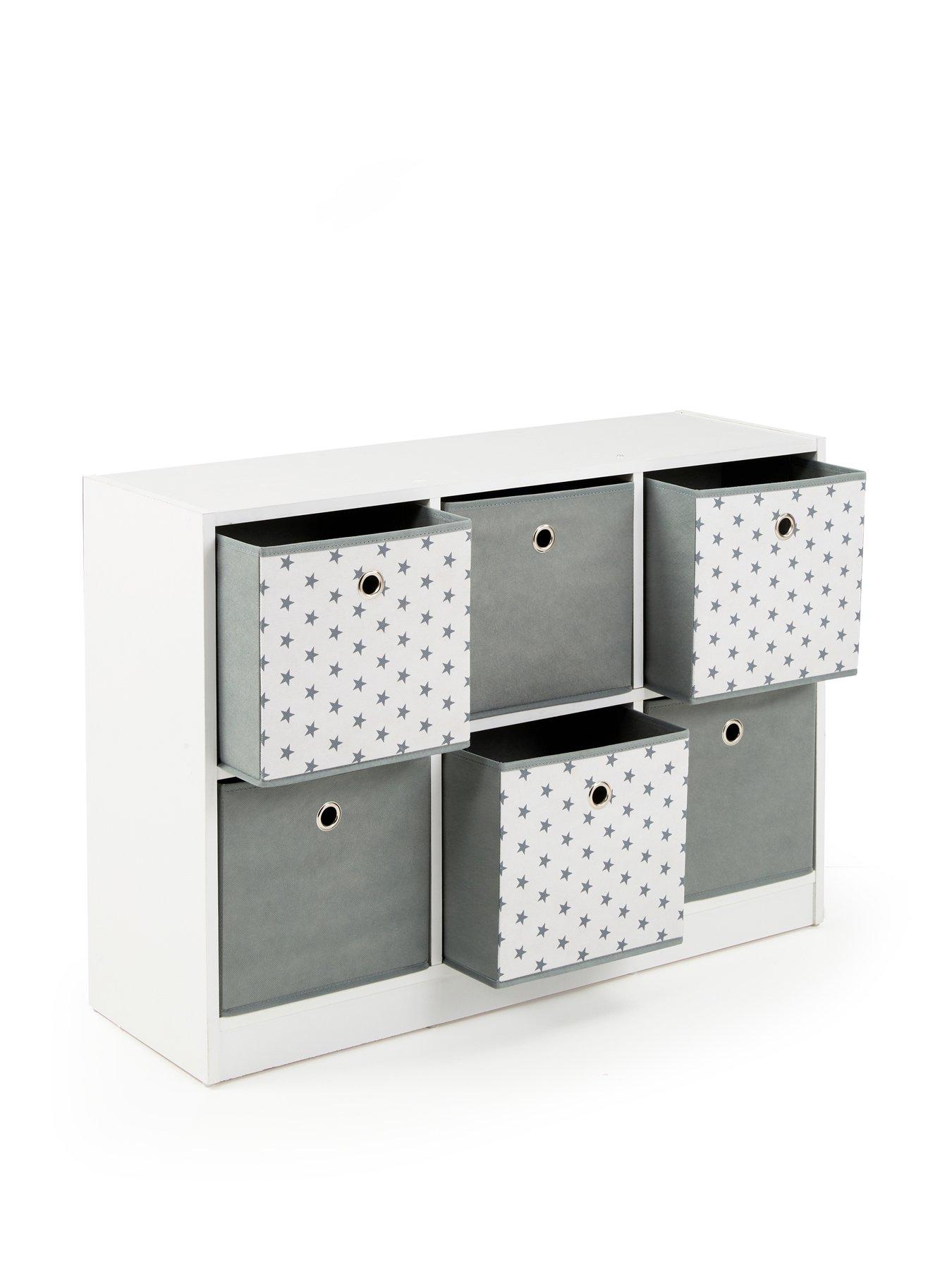 Image 5 of 7 of The Very Collection 6 Cube Storage Unit with Boxes - Grey/Stars&nbsp;- FSC&reg; Certified