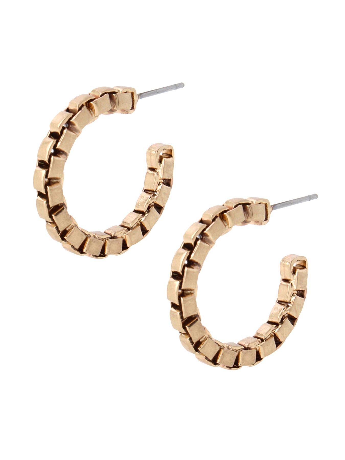Image 1 of 4 of AllSaints Boxed Chain Small Hoop Earring