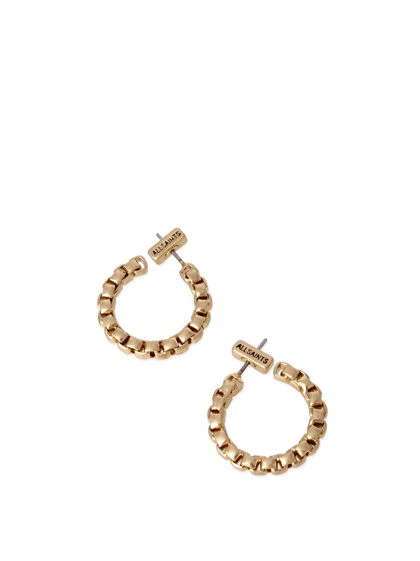 Image 3 of 4 of AllSaints Boxed Chain Small Hoop Earring