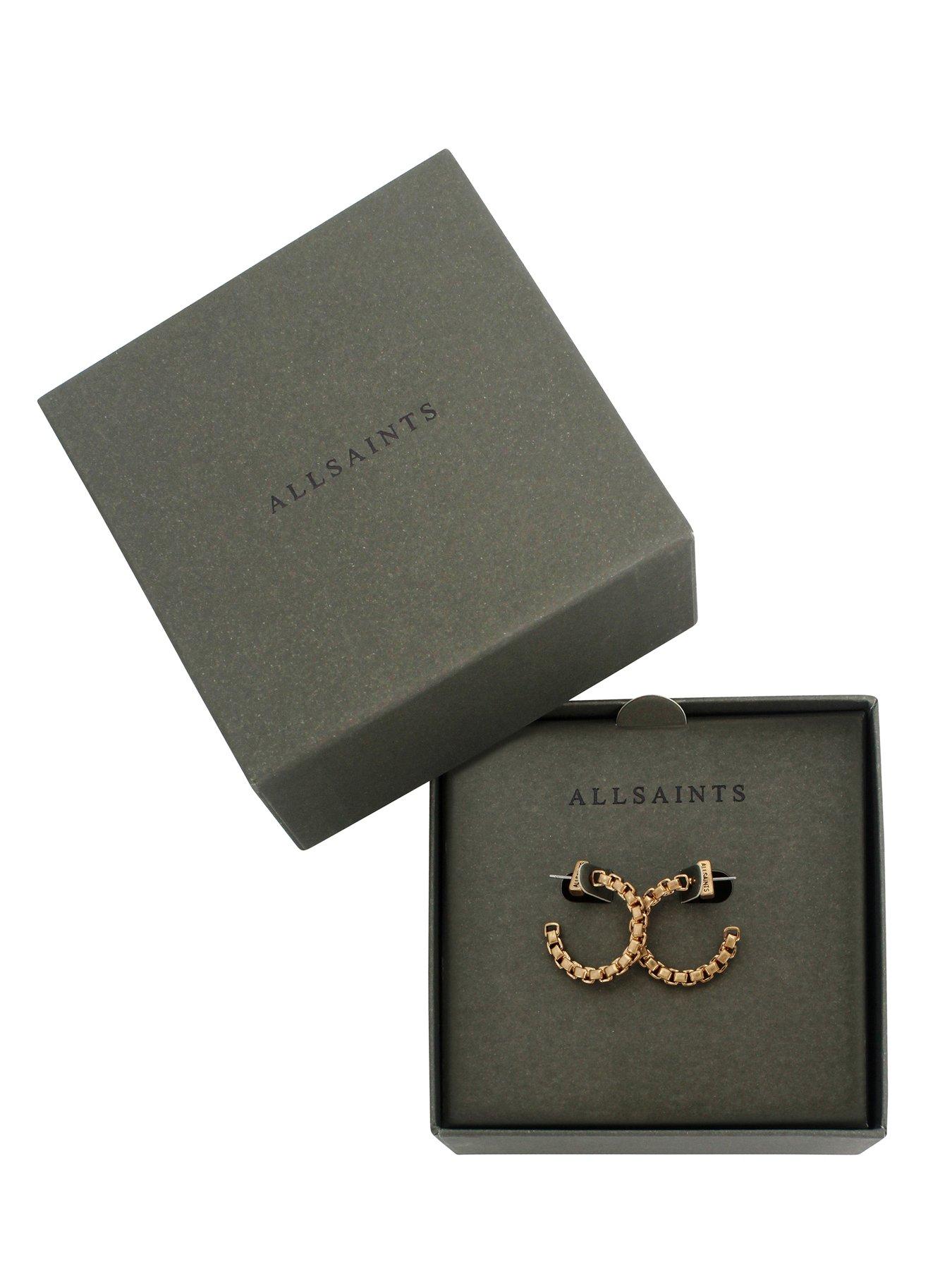 Image 4 of 4 of AllSaints Boxed Chain Small Hoop Earring