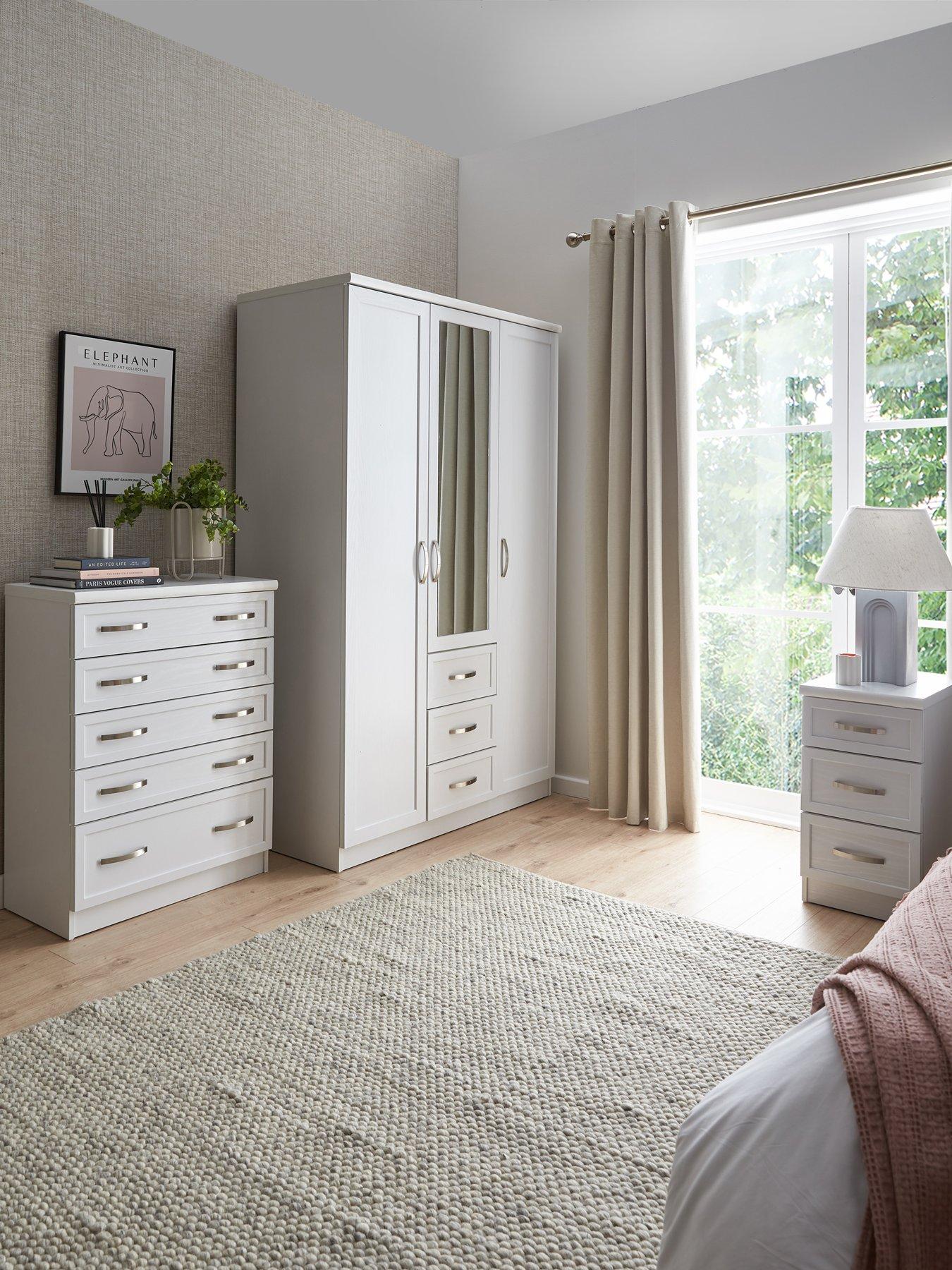 the-very-collection-camberley-3-piece-package-3-door-3-drawer-mirrored-wardrobe-5-drawer-chest-andnbsp3-drawer-bedside-chest