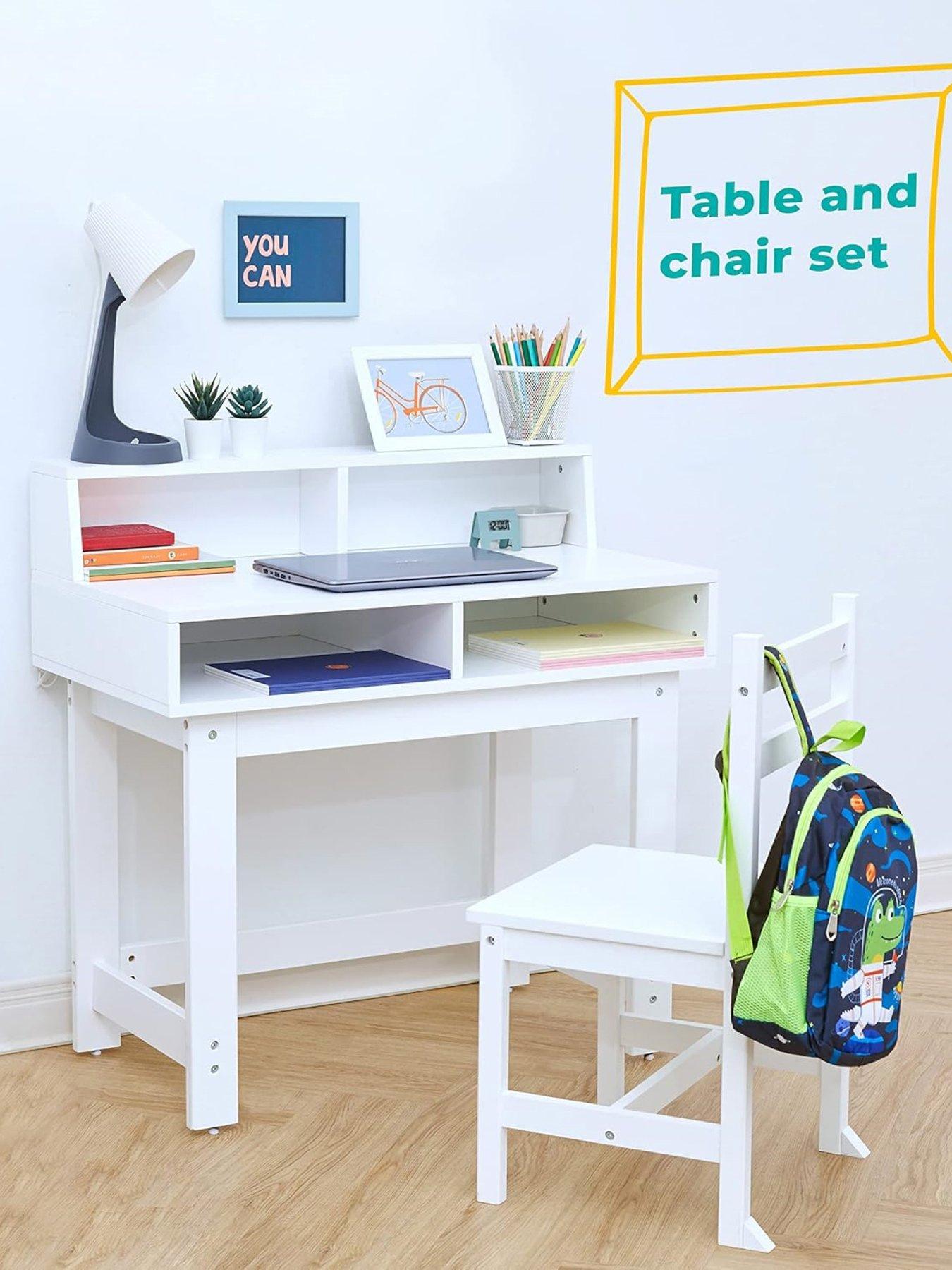 Teamson Kids Fantasy Fields Kids Wooden Desk Chairs Set With