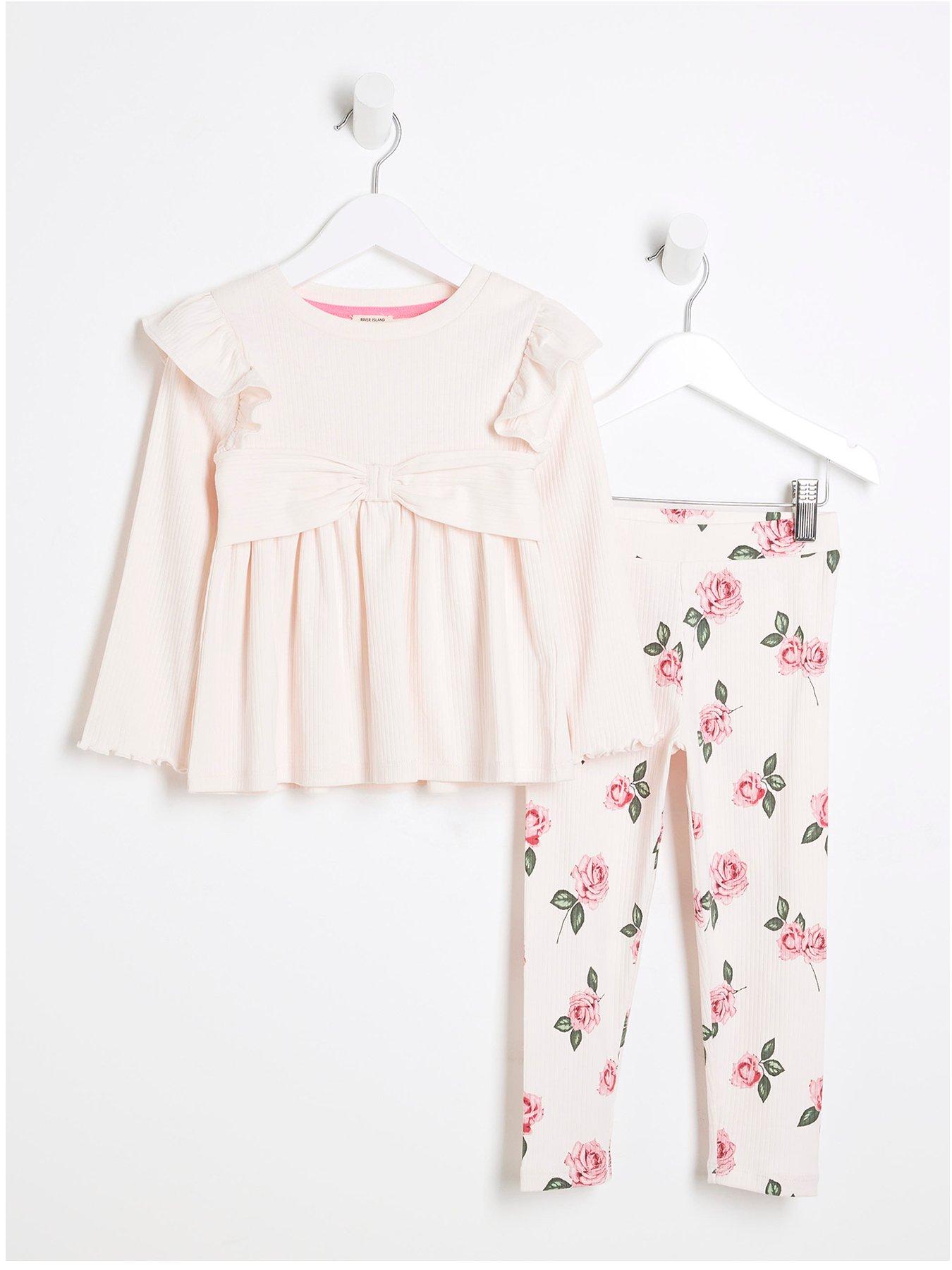 river-island-mini-mini-girls-ribbed-rose-peplum-top-set-pink