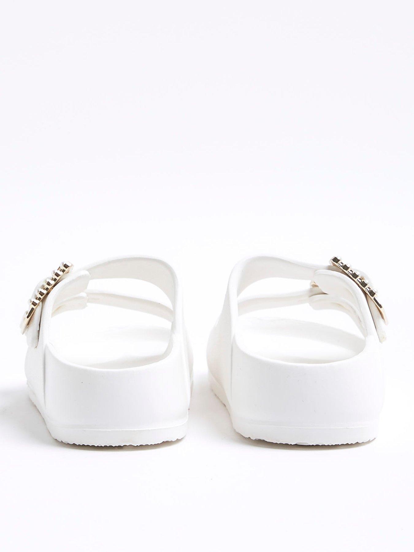 Image 3 of 5 of River Island Girls Pearl Moulded Sandals - White