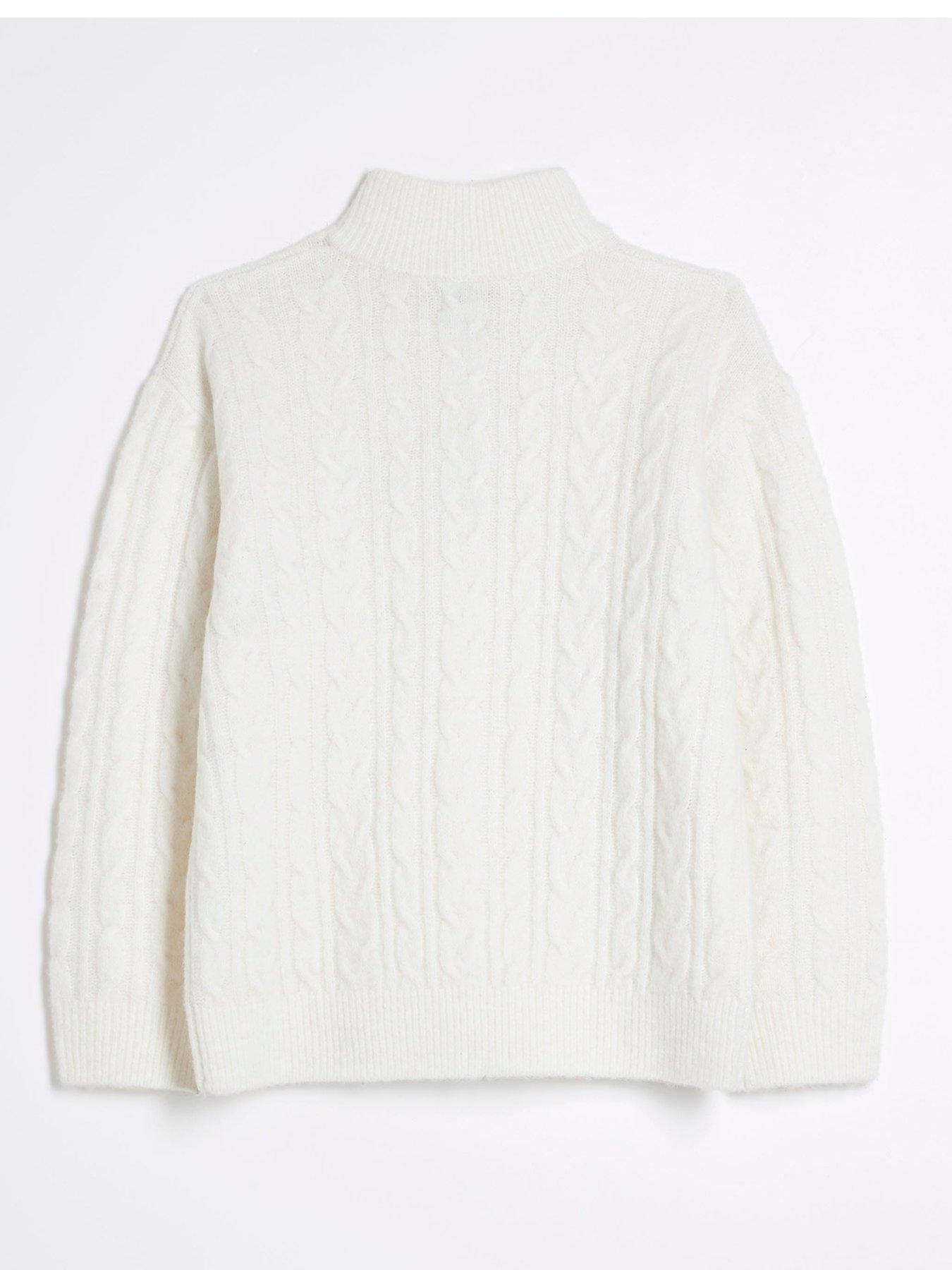 Image 2 of 4 of River Island Boys Cable Knit Funnel Jumper - Cream