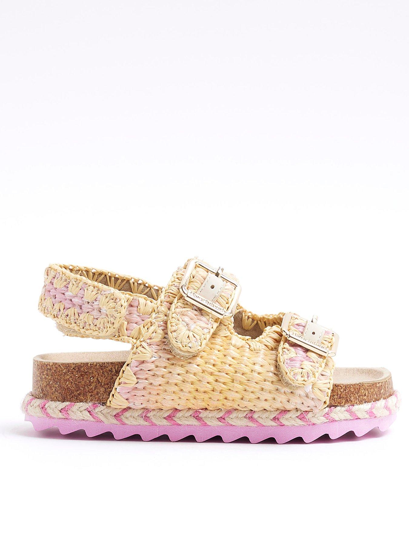 River Island Mini Girls Ombre Raffia Sandals - Pink