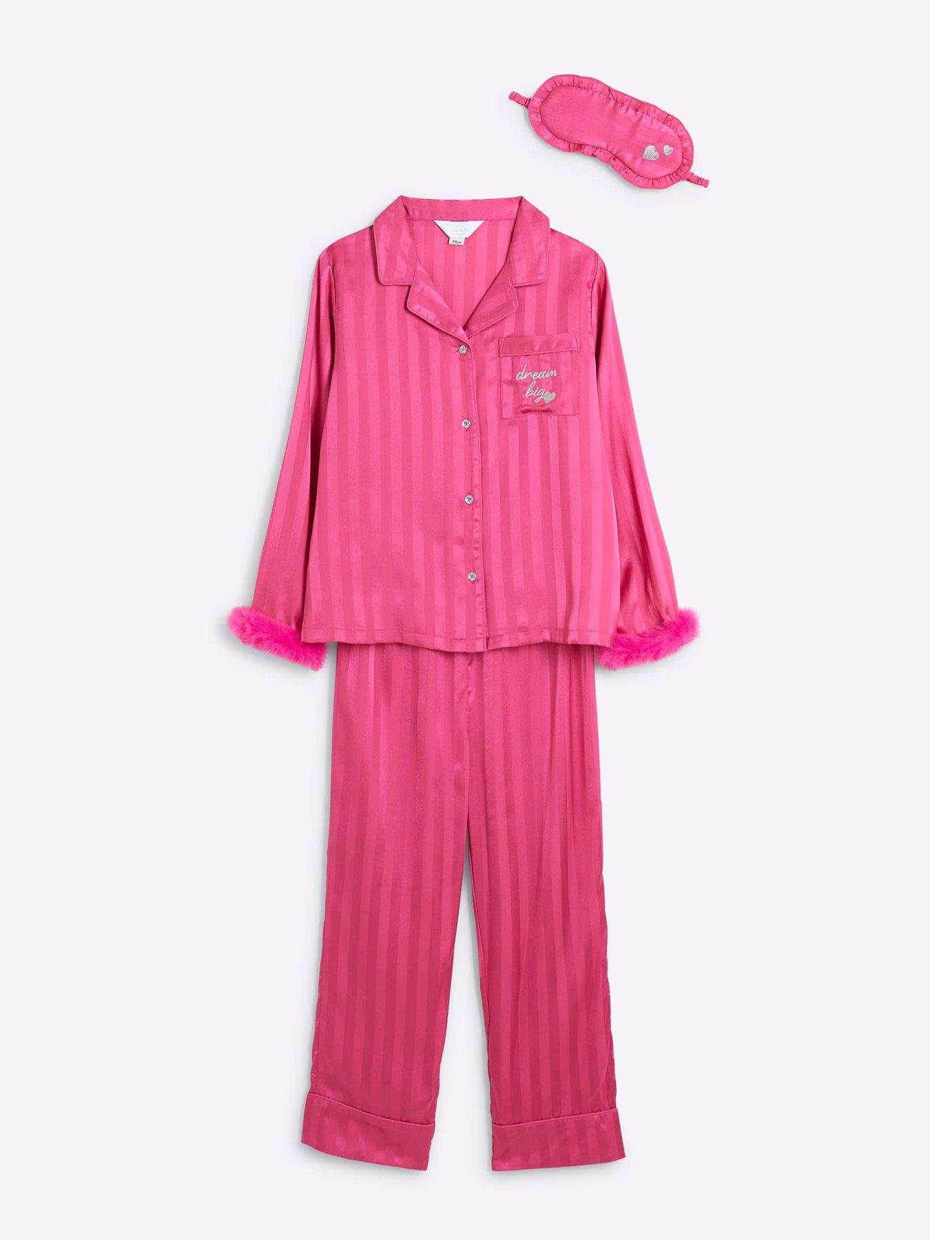 river-island-girls-satin-faux-fur-cuff-pyjamas-set-pinkstillFront