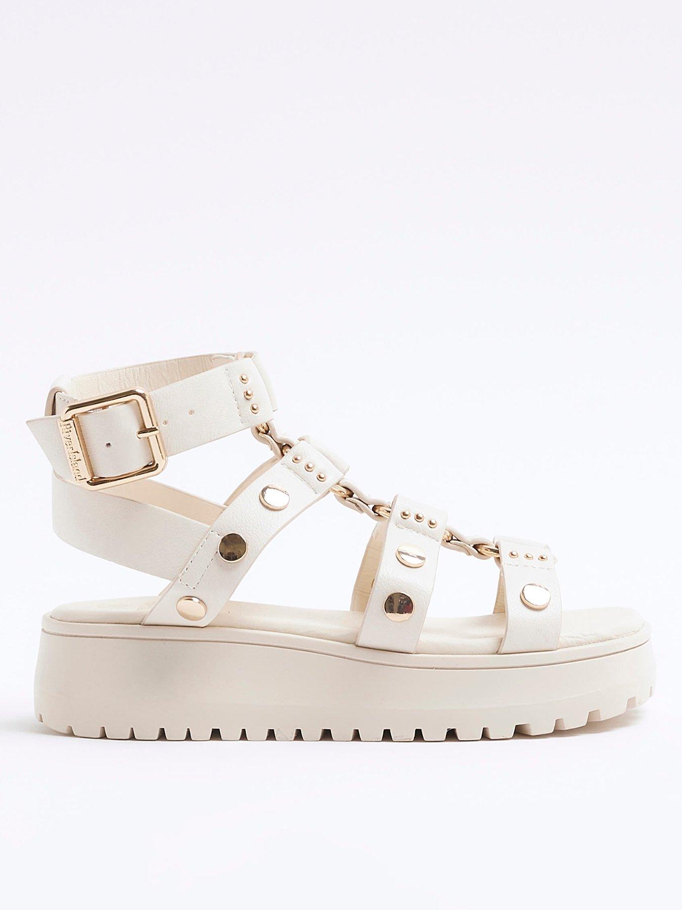 Image 1 of 5 of River Island Girls Studded Gladiator Sandals - Cream