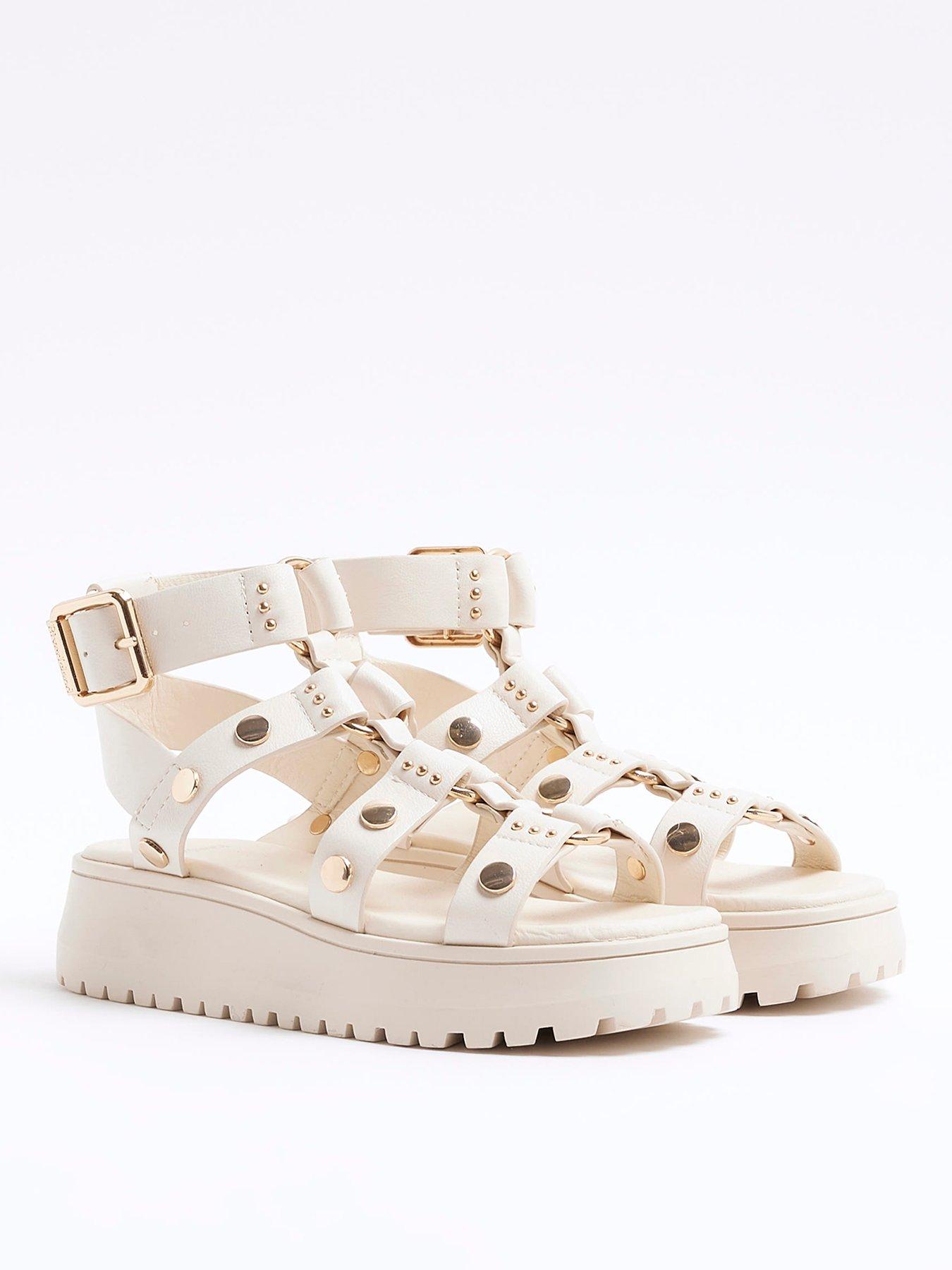 Image 2 of 5 of River Island Girls Studded Gladiator Sandals - Cream