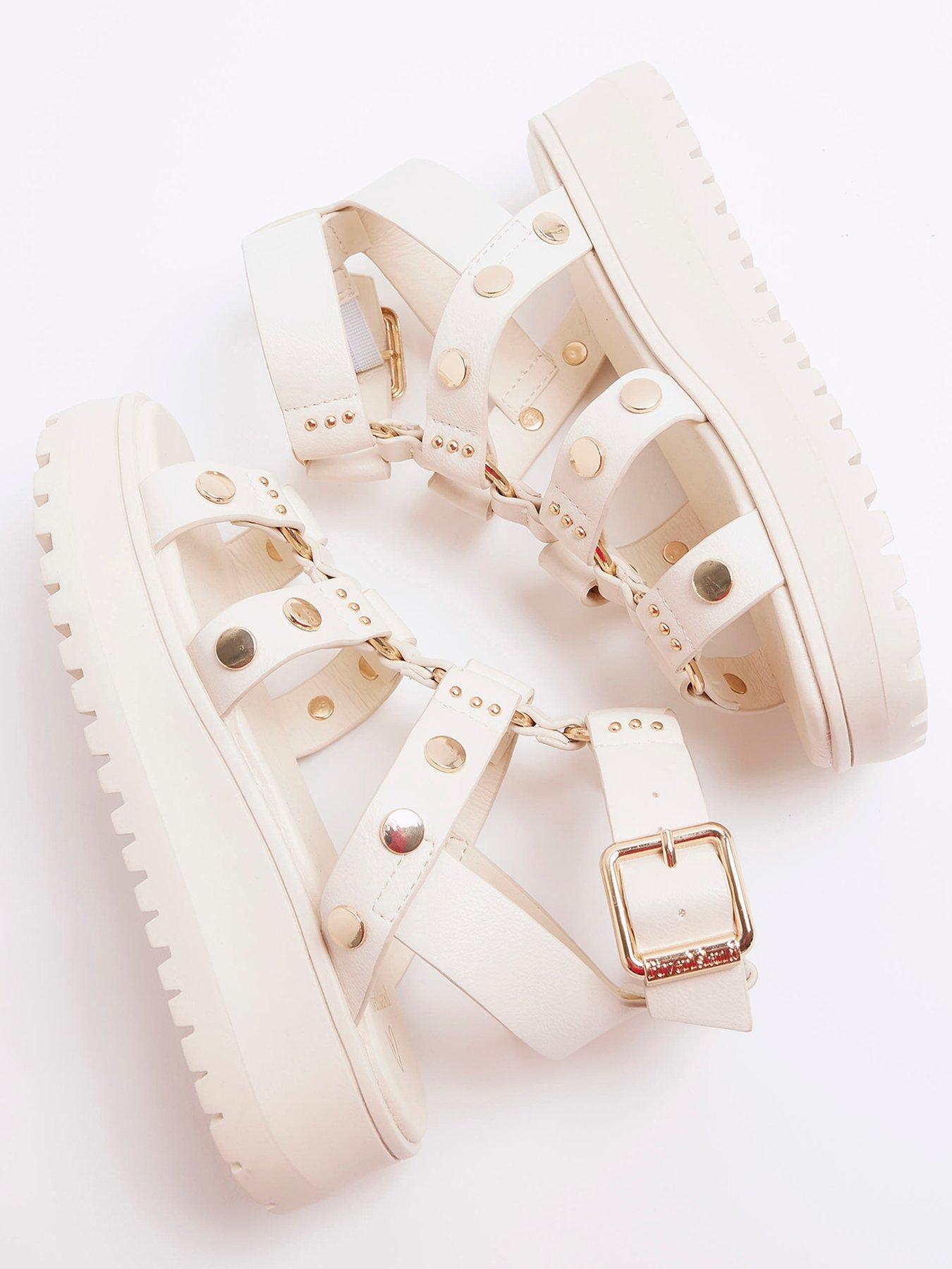 Image 4 of 5 of River Island Girls Studded Gladiator Sandals - Cream