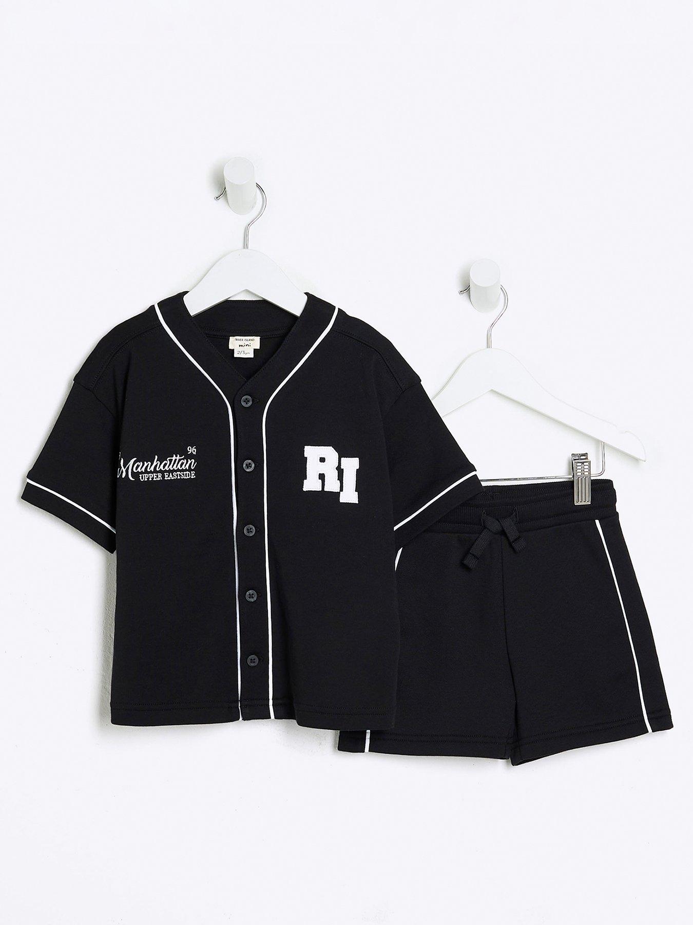 river-island-mini-mini-boys-sporty-shirt-amp-shorts-set-black