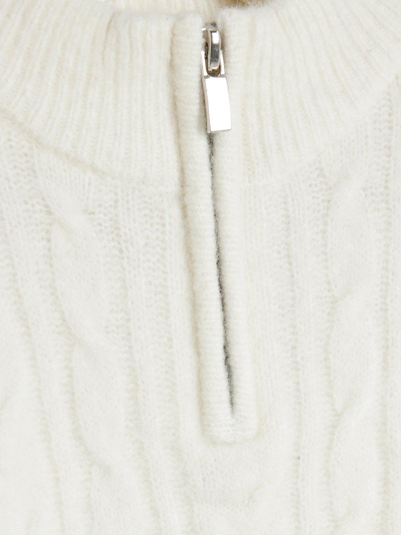 Image 4 of 4 of River Island Mini Boys Cable Knit Funnel Jumper - Cream