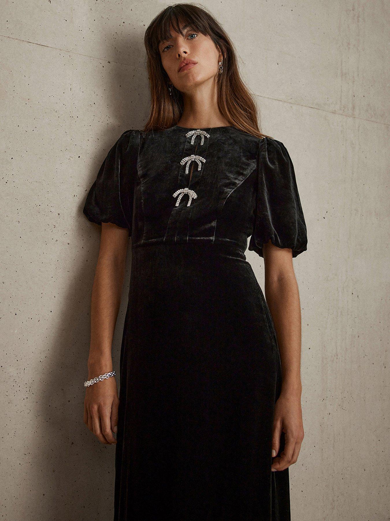 Mint Velvet Bow Detail Midi Dress - Black | Very Ireland