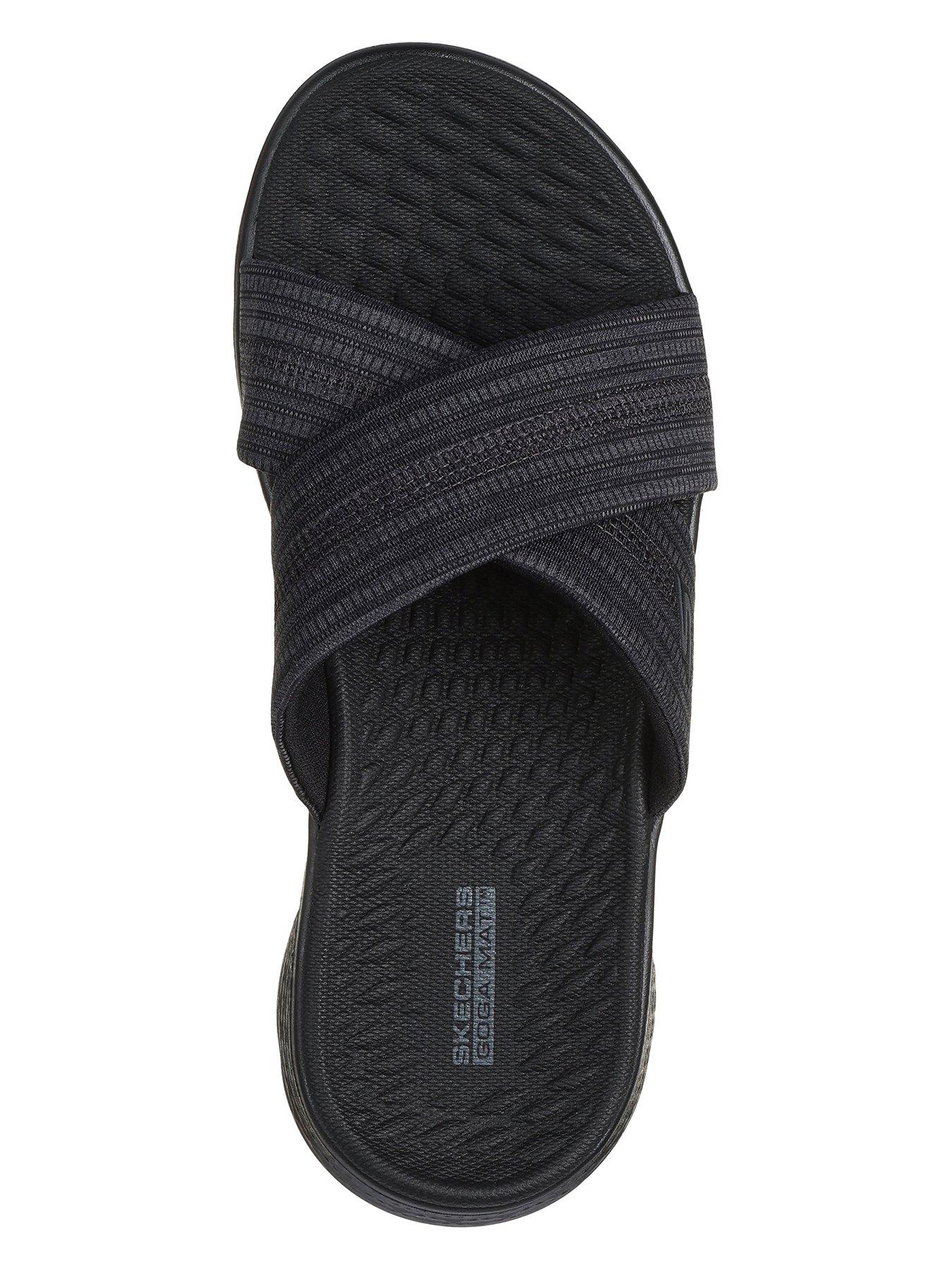 skechers-go-walk-flex-crossband-slide-blackoutfit