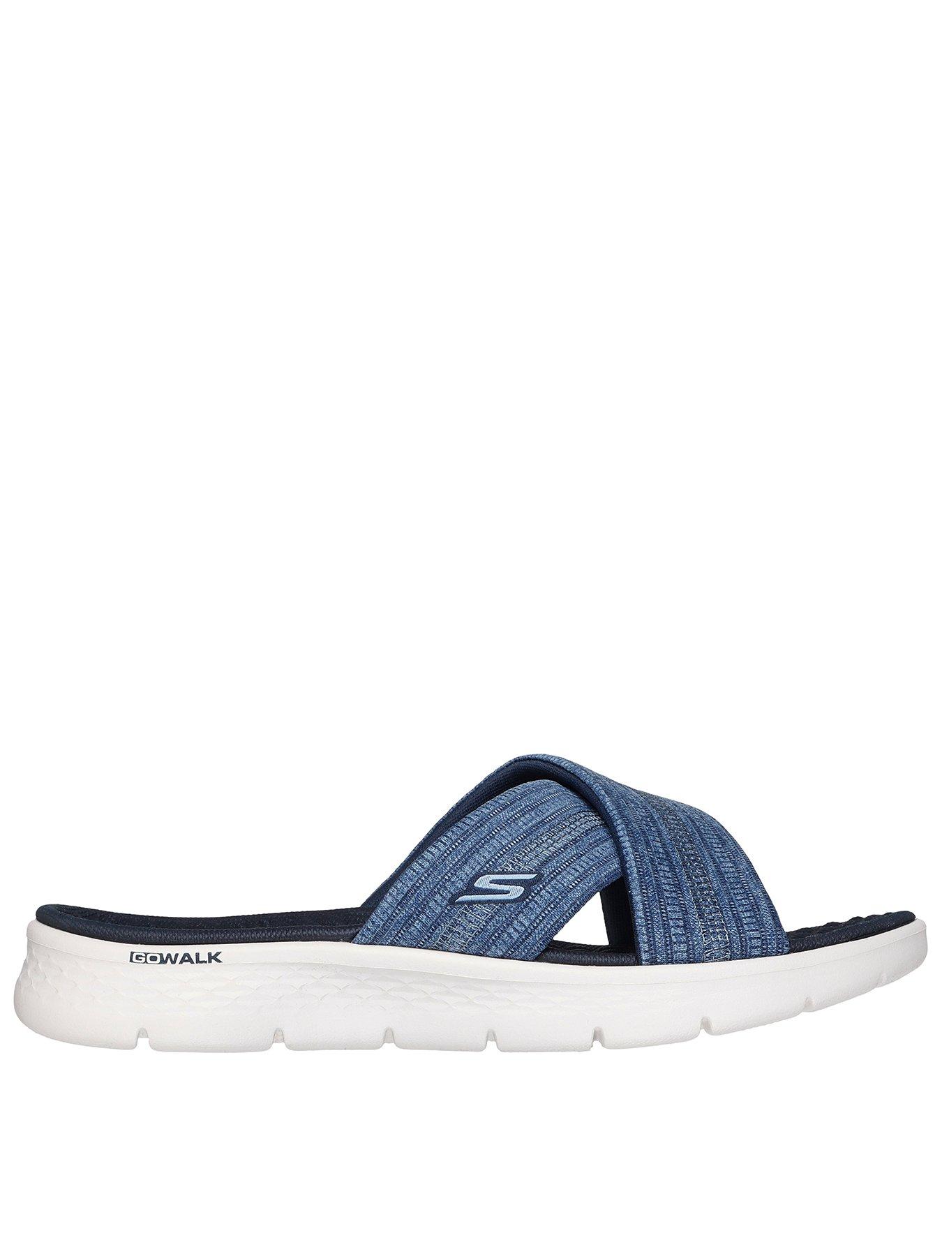 skechers-go-walk-flex-crossband-slide-navy