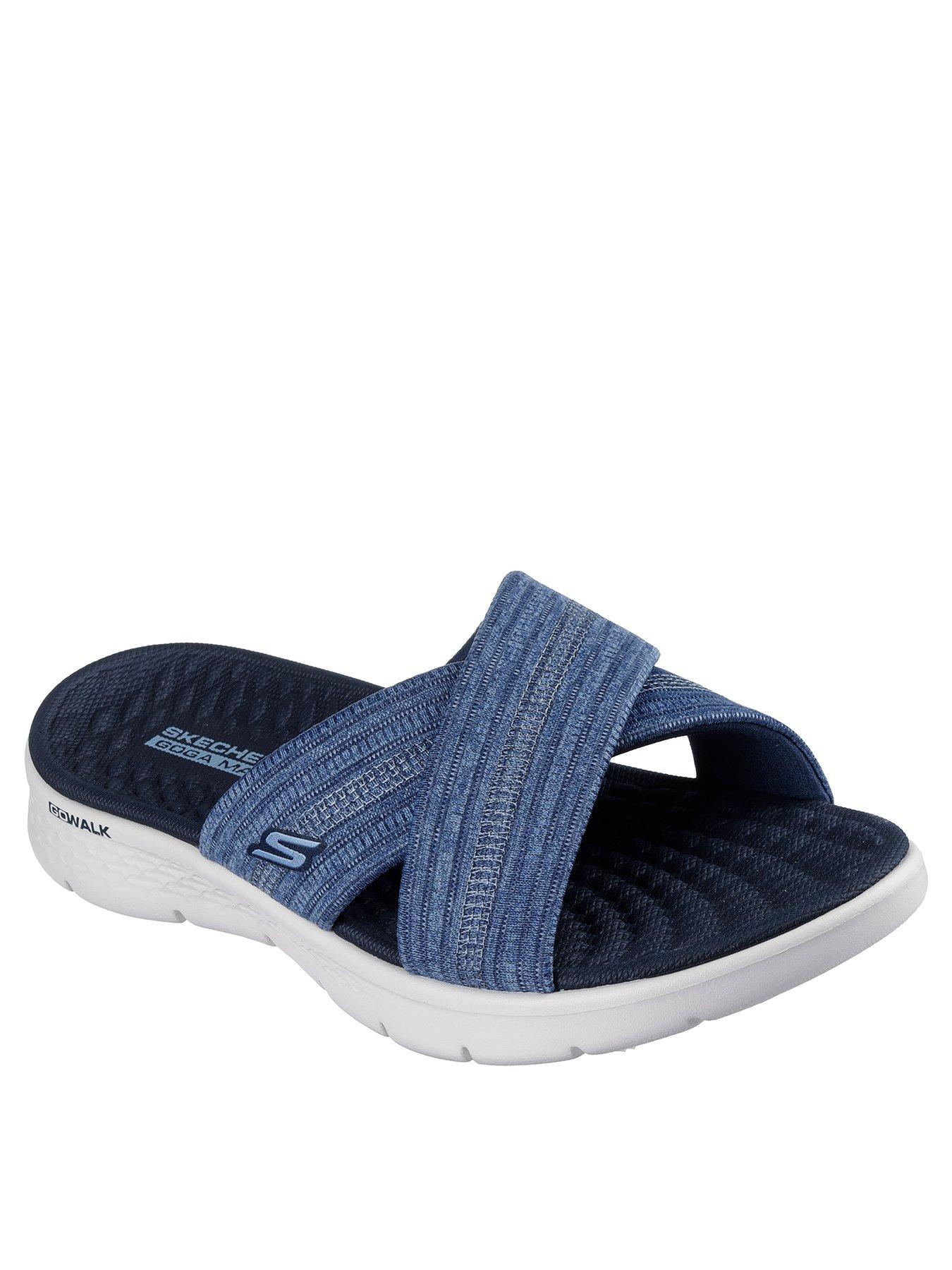 skechers-go-walk-flex-crossband-slide-navystillFront